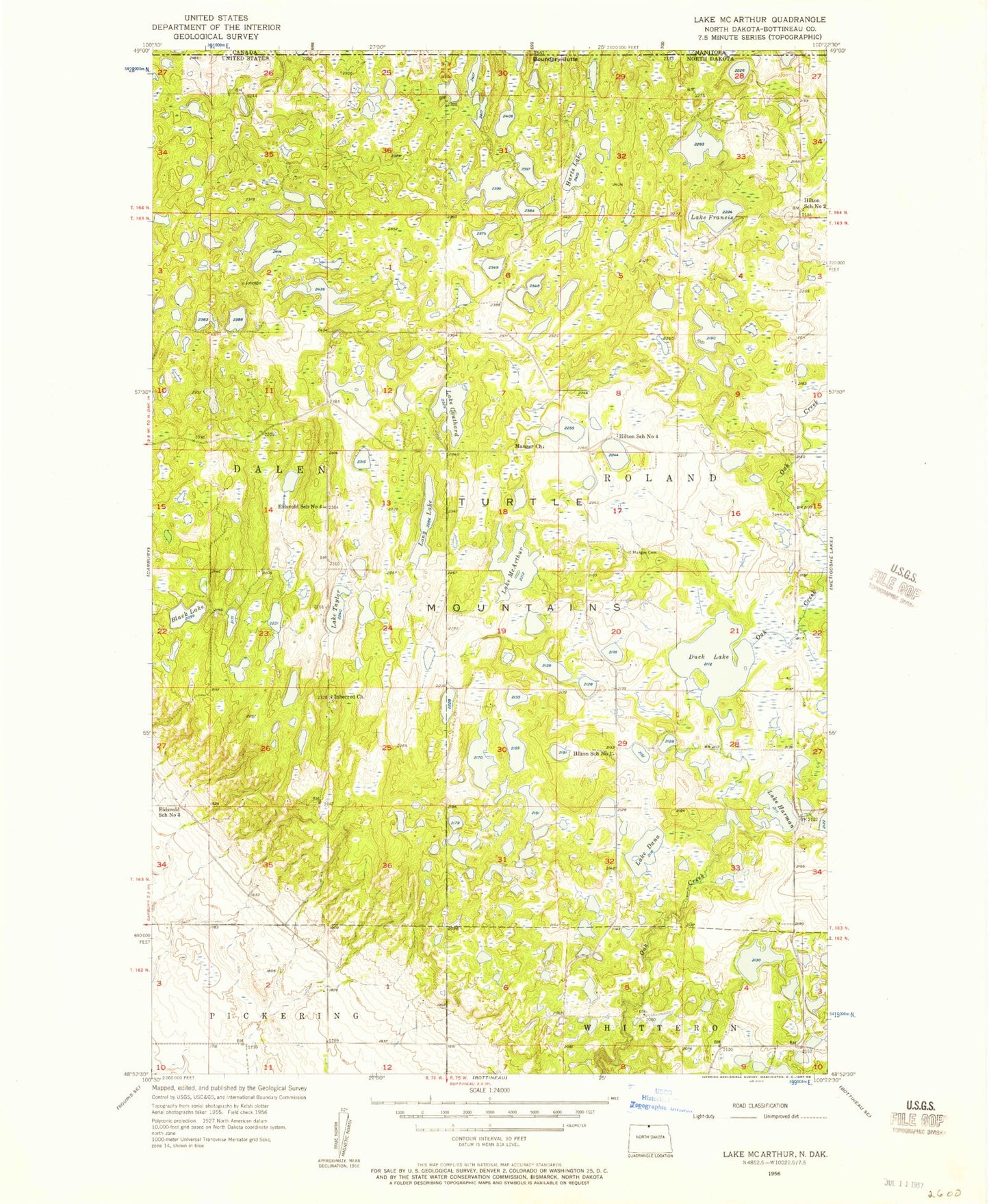 Classic USGS Lake Klingenberg North Dakota 7.5'x7.5' Topo Map Image