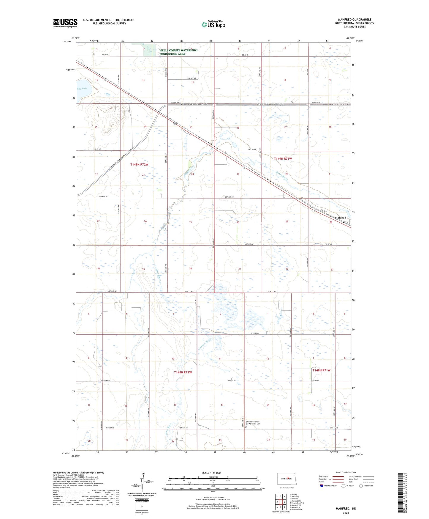 Manfred North Dakota US Topo Map Image