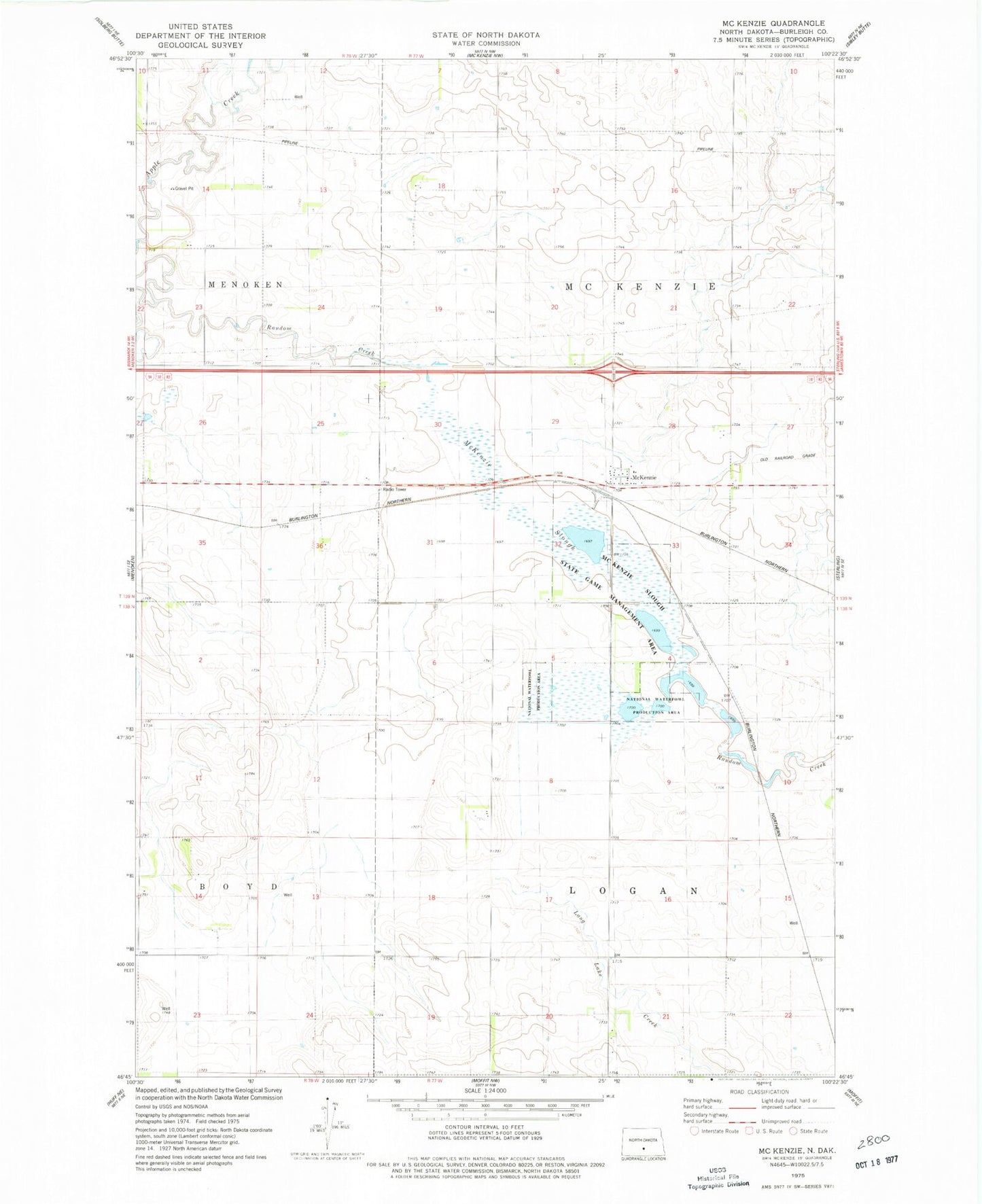 Classic USGS McKenzie North Dakota 7.5'x7.5' Topo Map Image