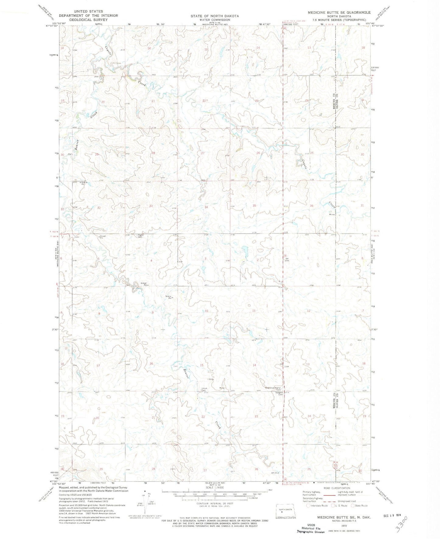 Classic USGS Medicine Butte SE North Dakota 7.5'x7.5' Topo Map Image