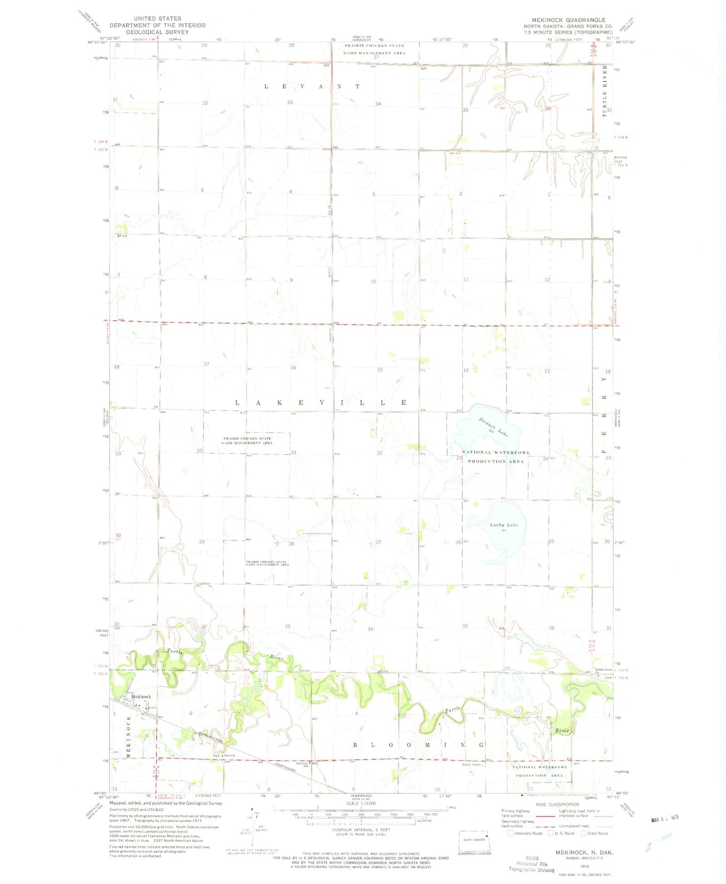 Classic USGS Mekinock North Dakota 7.5'x7.5' Topo Map Image