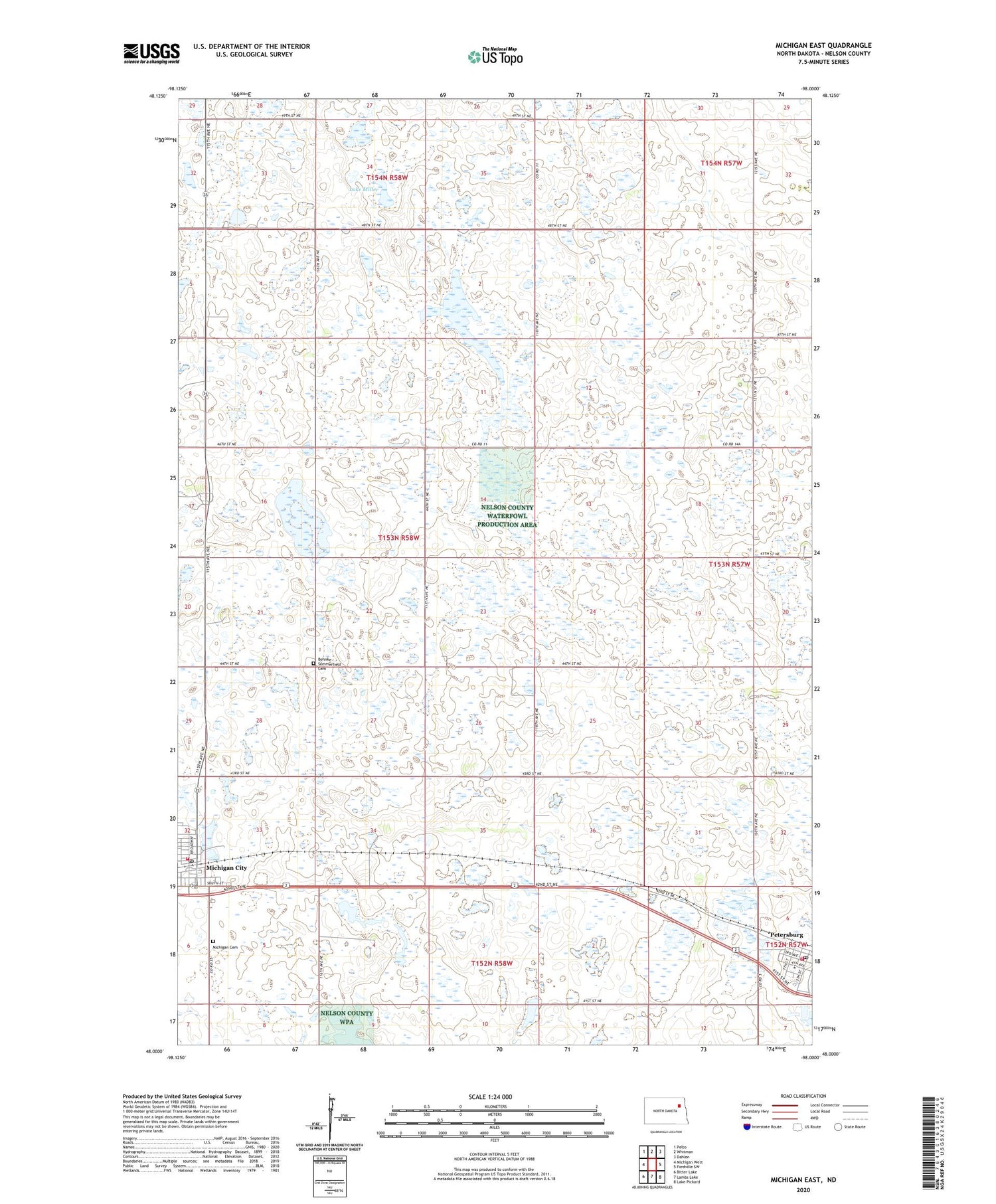 Michigan East North Dakota US Topo Map Image