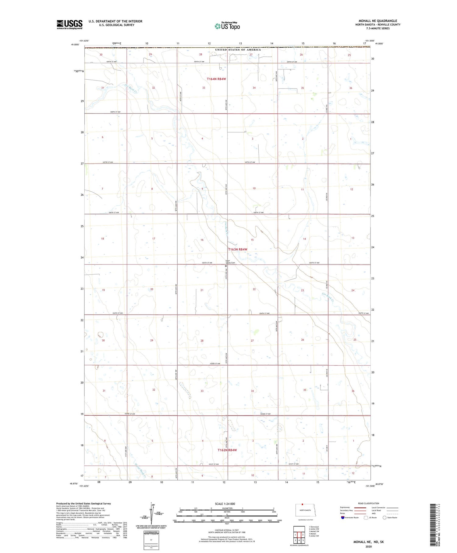 Mohall NE North Dakota US Topo Map Image
