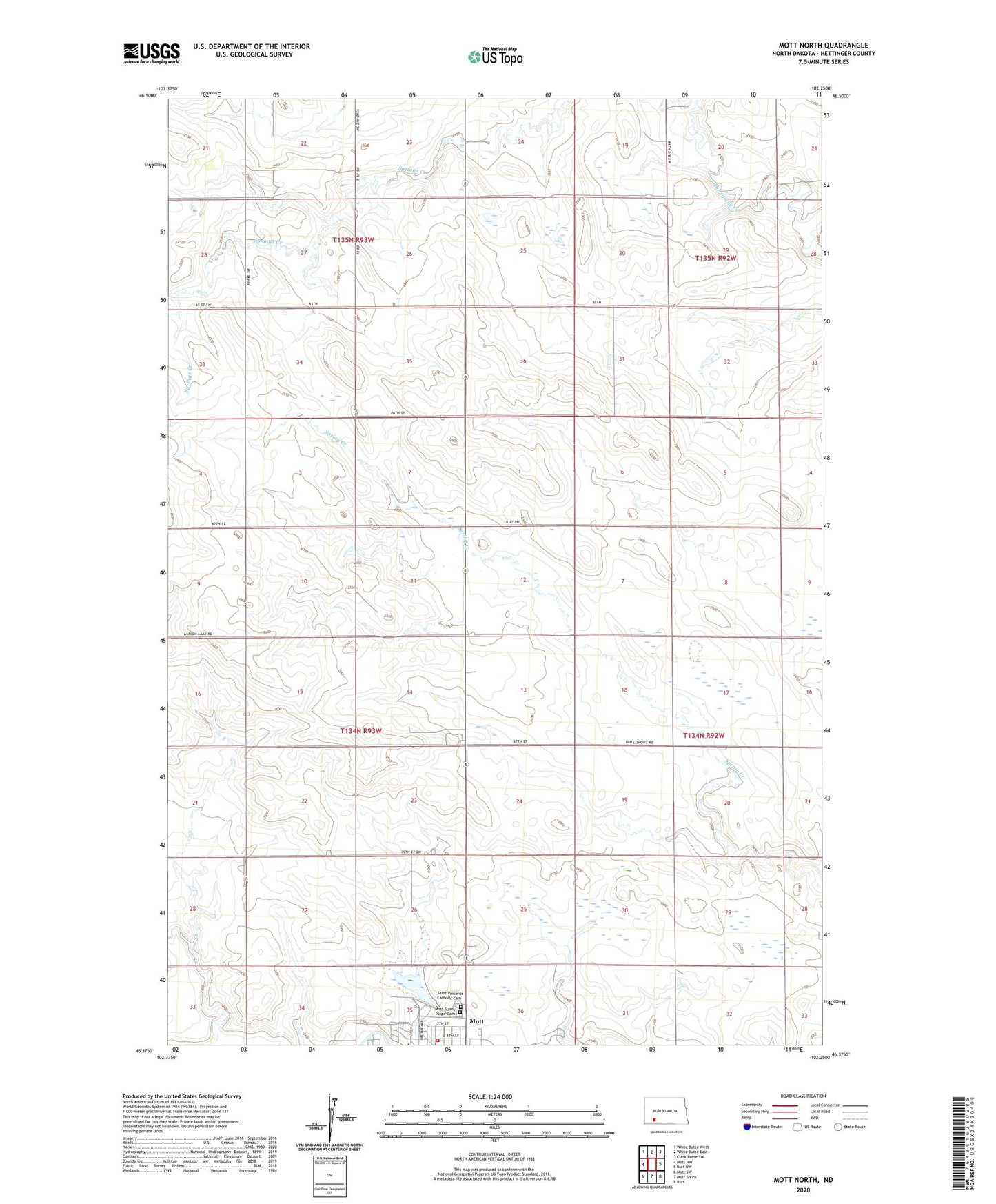 Mott North North Dakota US Topo Map Image