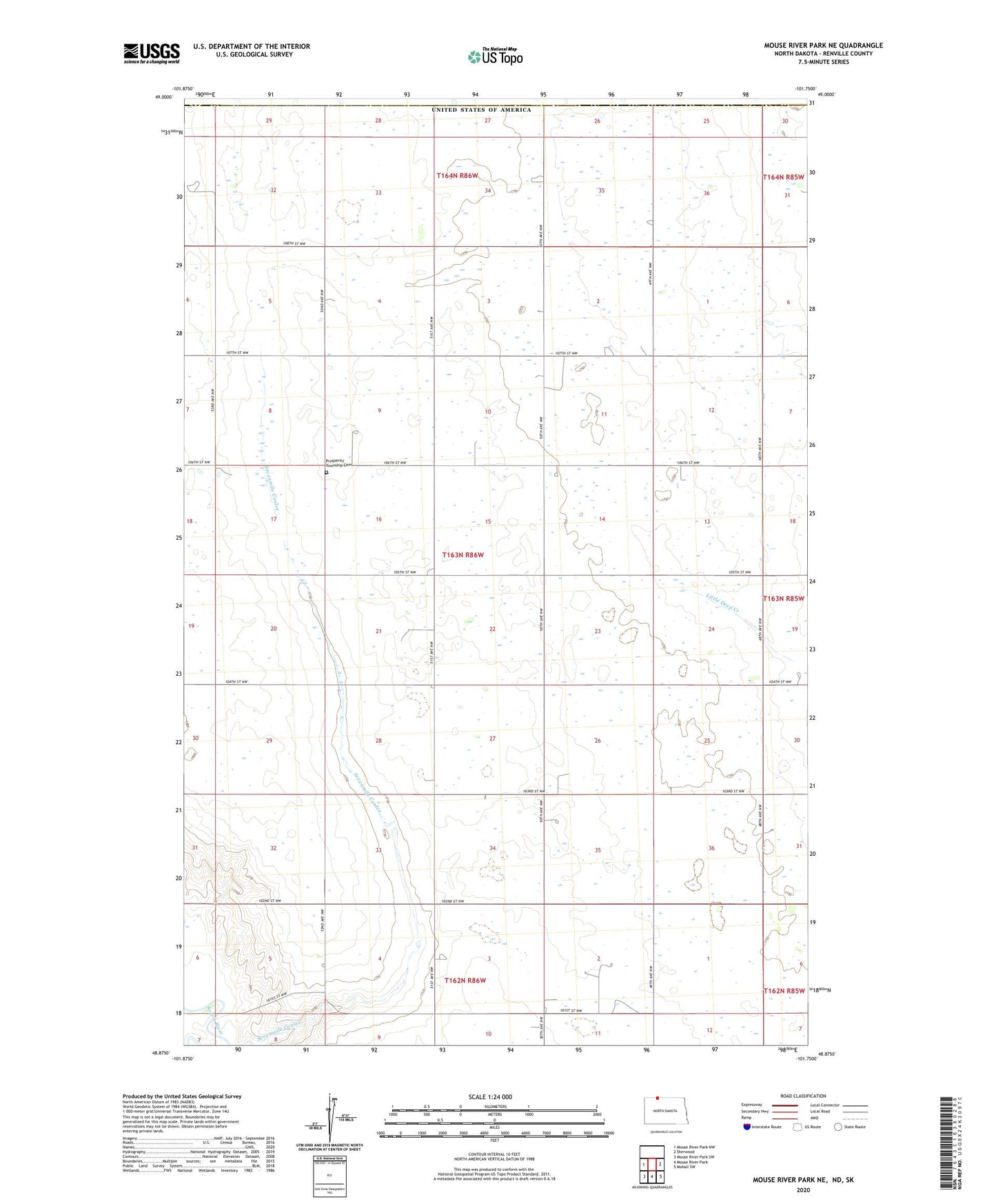 Mouse River Park NE North Dakota US Topo Map Image