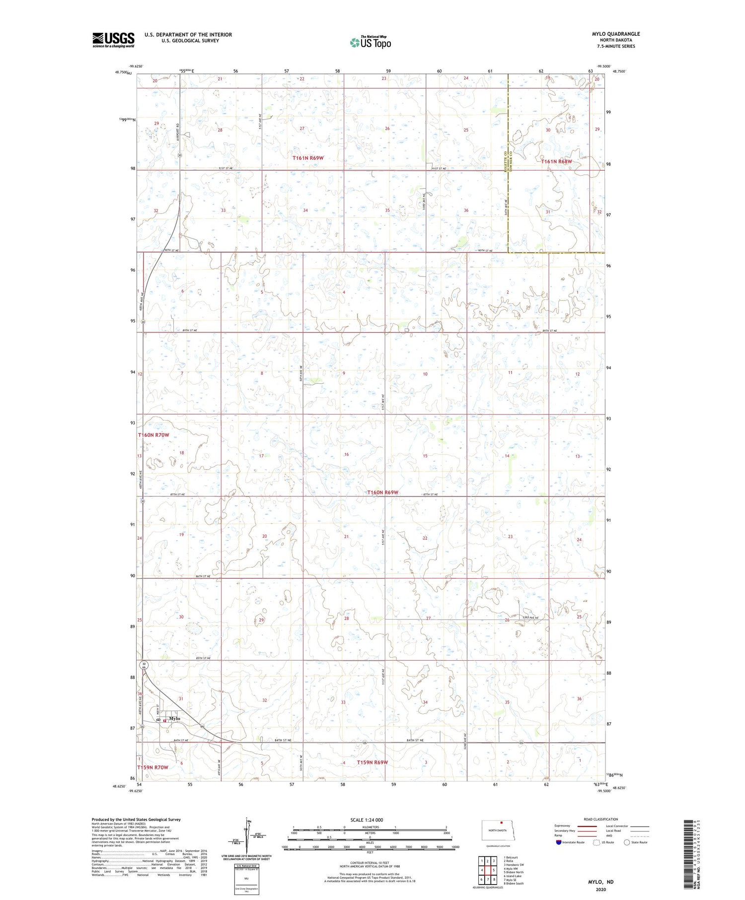 Mylo North Dakota US Topo Map Image