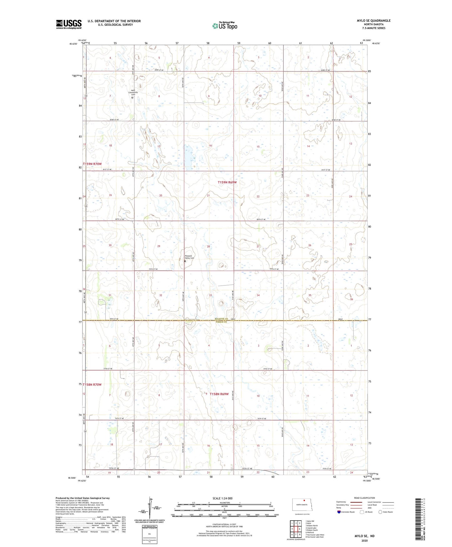 Mylo SE North Dakota US Topo Map Image