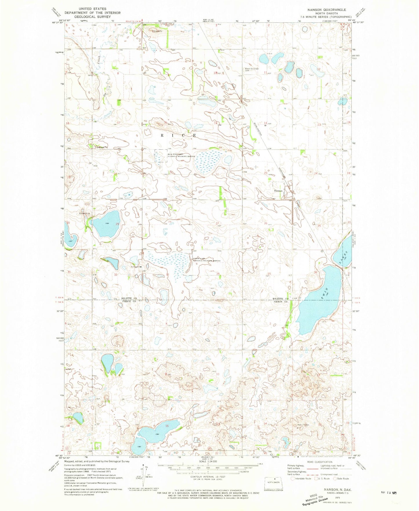 Classic USGS Nanson North Dakota 7.5'x7.5' Topo Map Image