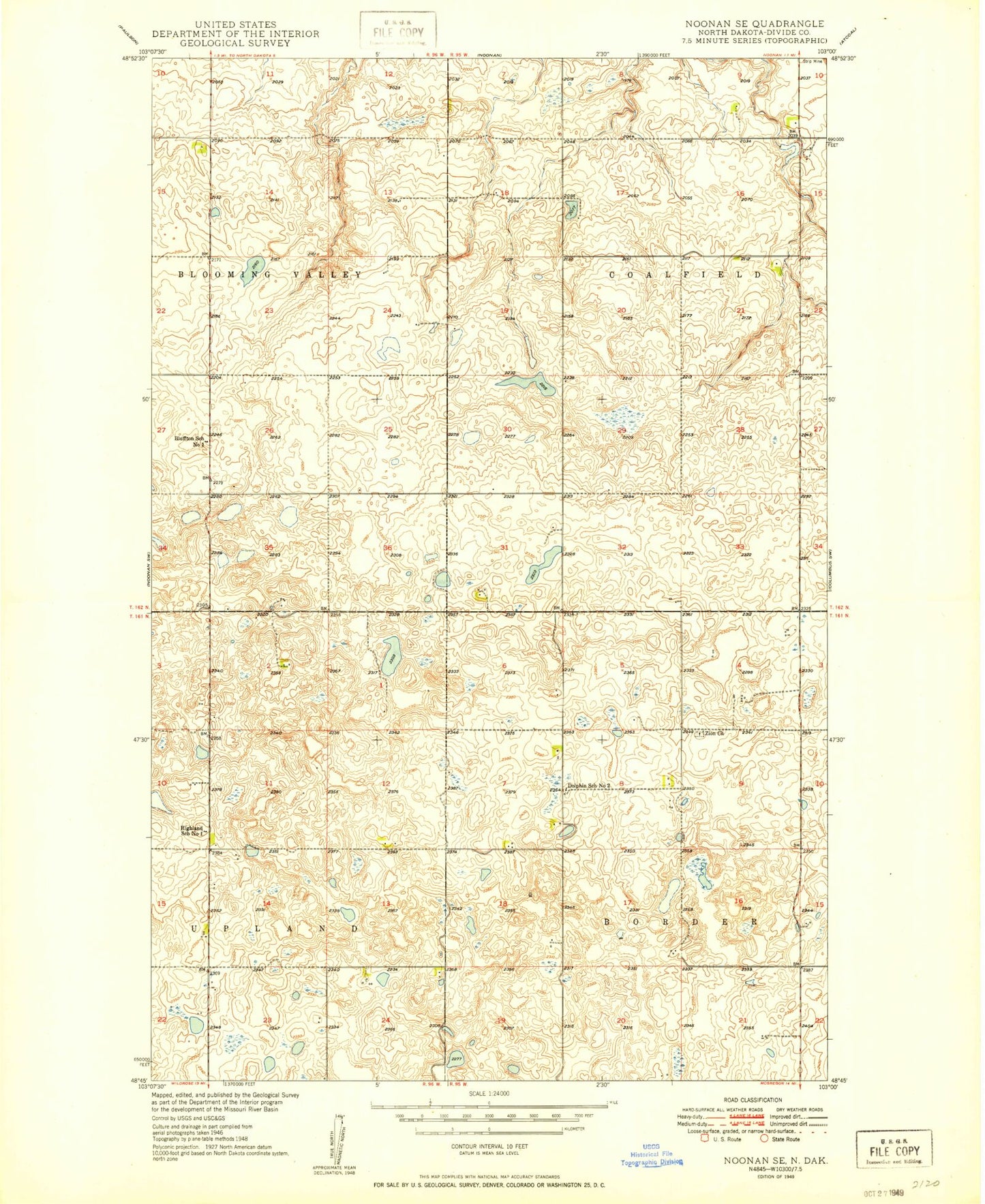 Classic USGS Noonan SE North Dakota 7.5'x7.5' Topo Map Image