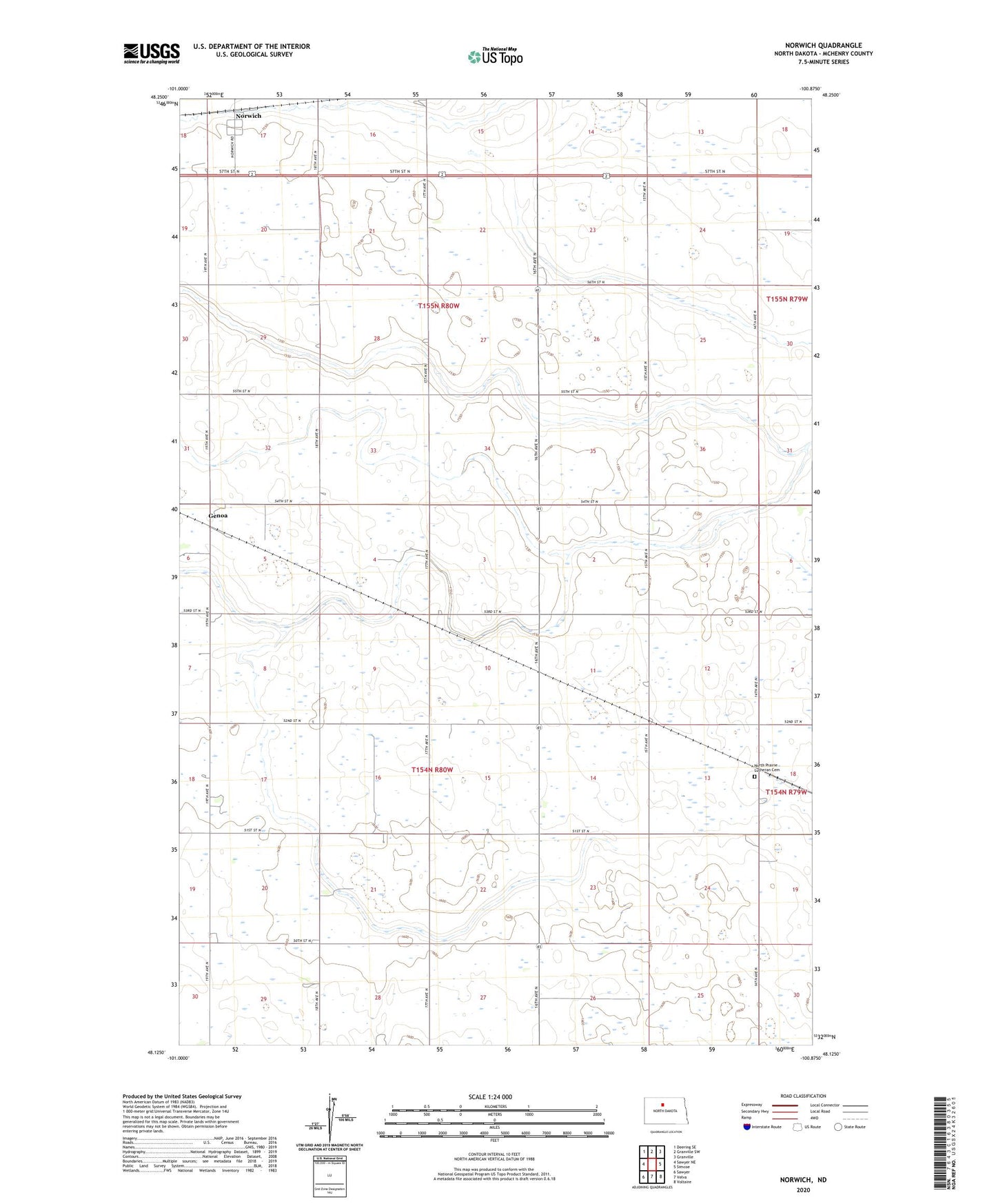 Norwich North Dakota US Topo Map Image
