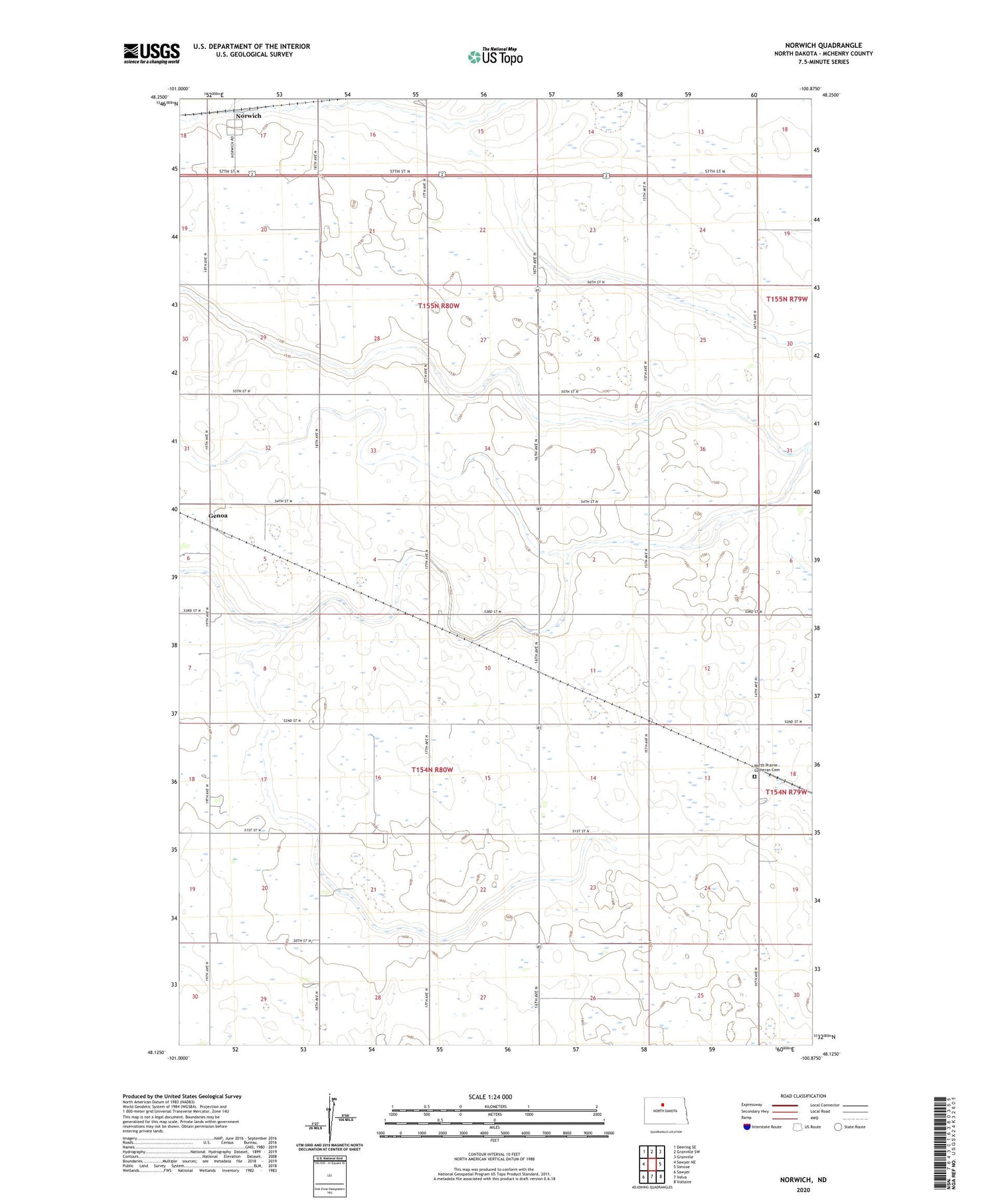 Norwich North Dakota US Topo Map Image