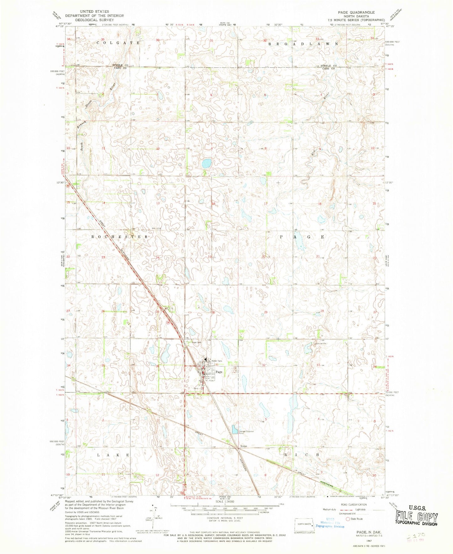 Classic USGS Page North Dakota 7.5'x7.5' Topo Map Image