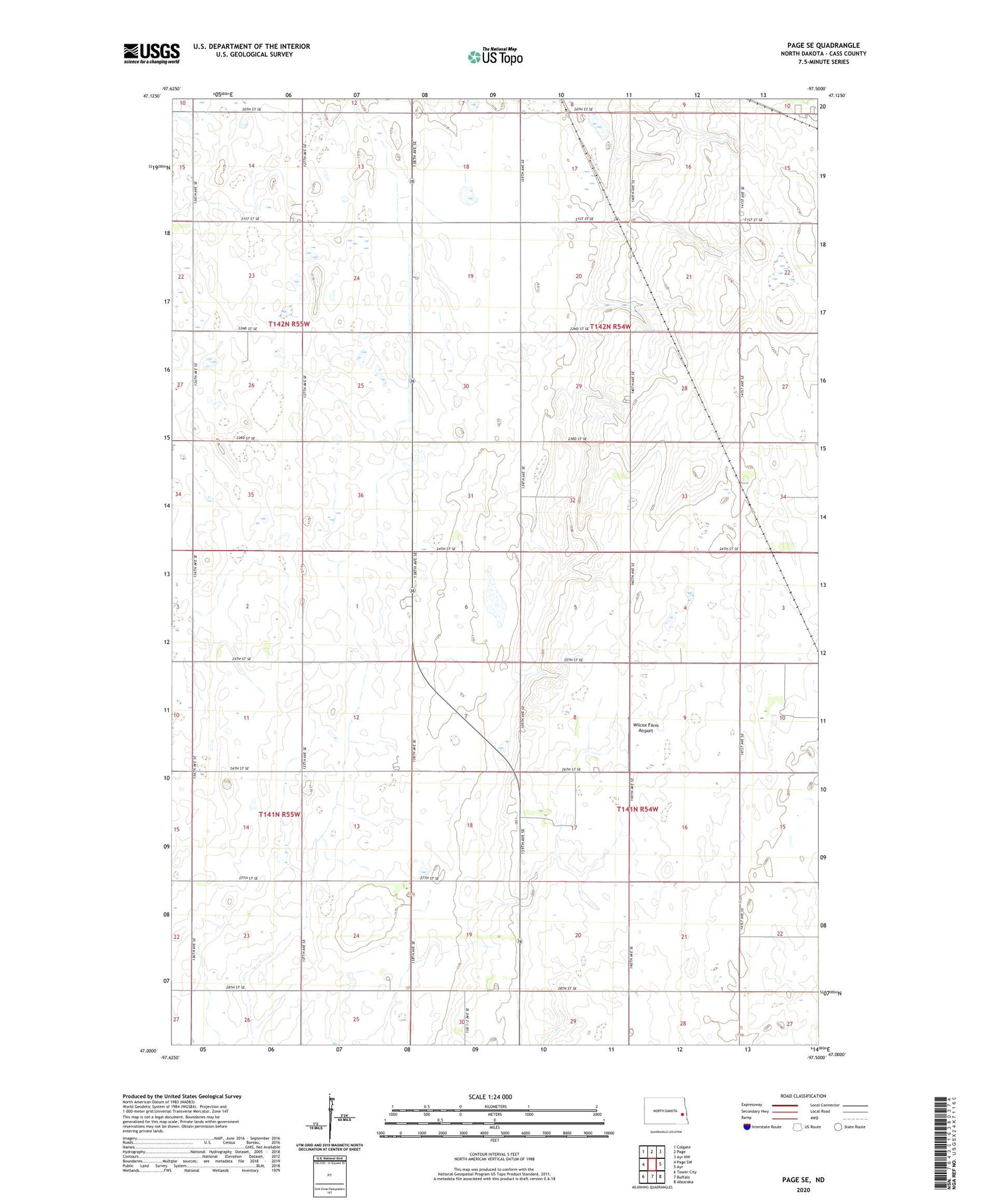 Page SE North Dakota US Topo Map Image