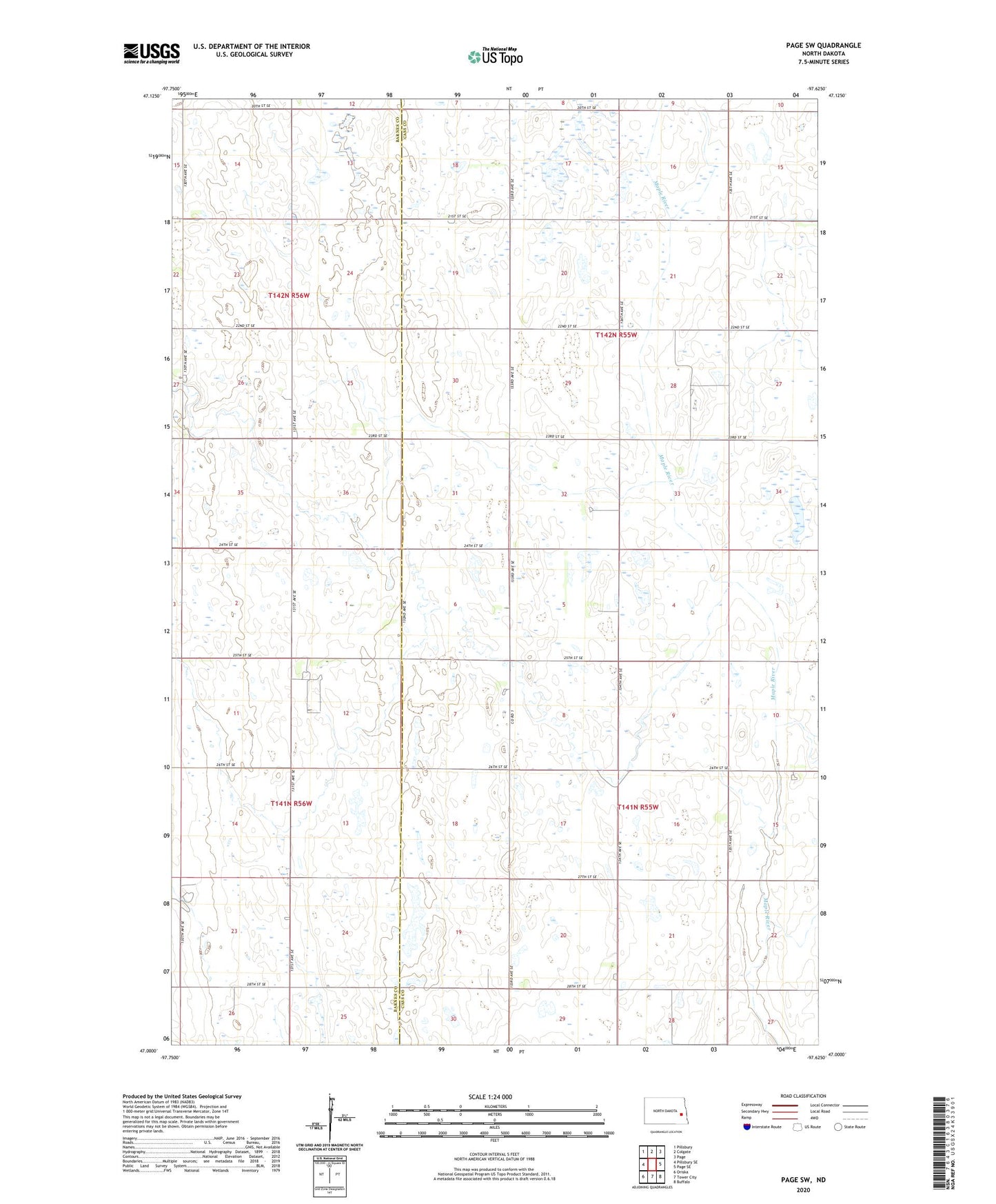 Page SW North Dakota US Topo Map Image