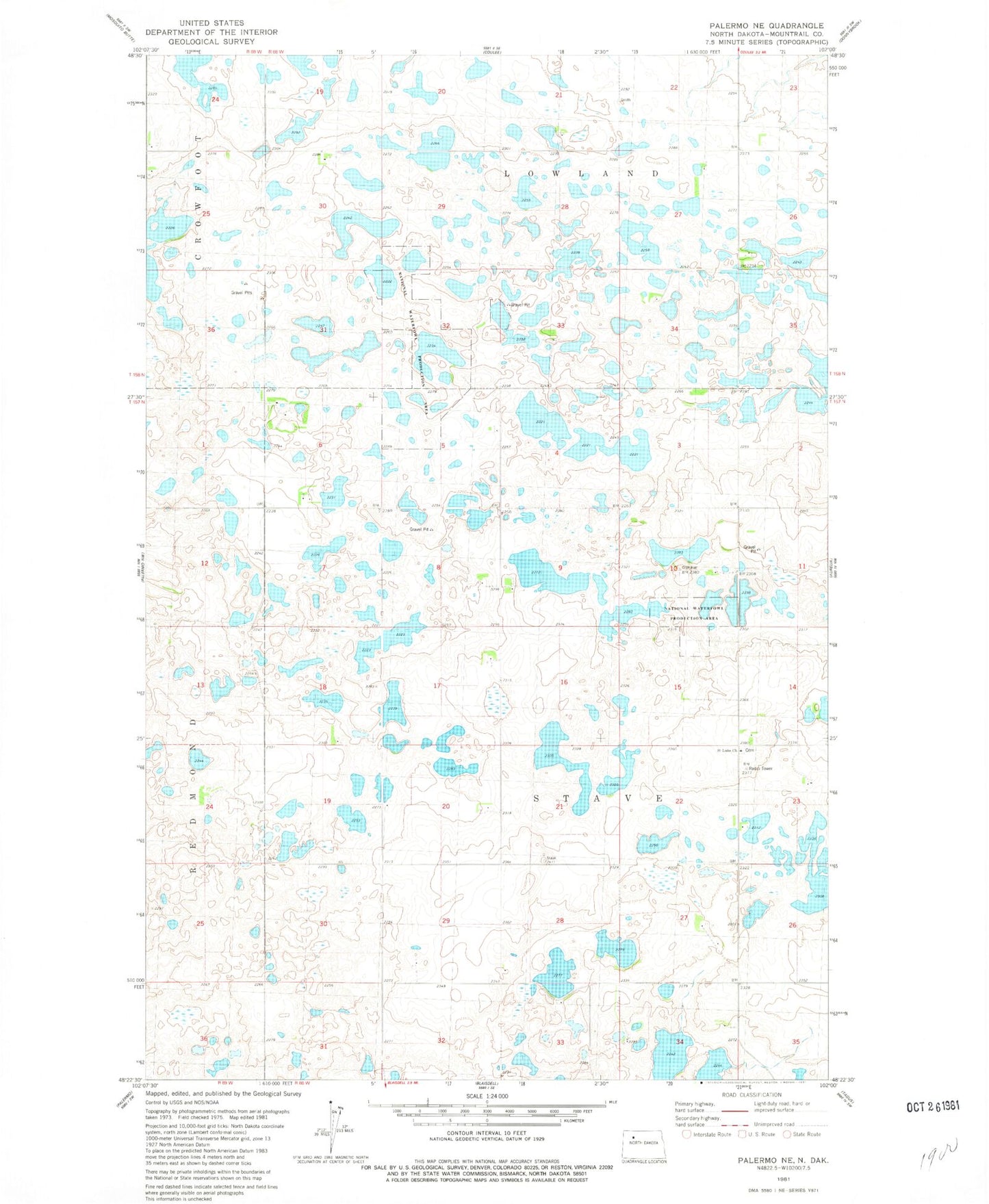 Classic USGS Palermo NE North Dakota 7.5'x7.5' Topo Map Image