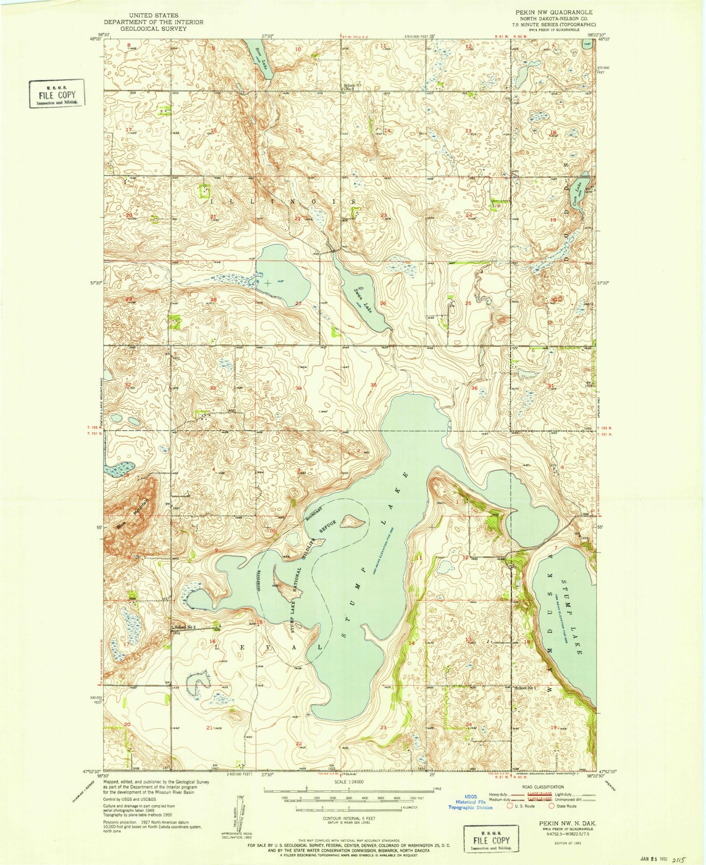 Classic USGS Pekin NW North Dakota 7.5'x7.5' Topo Map Image