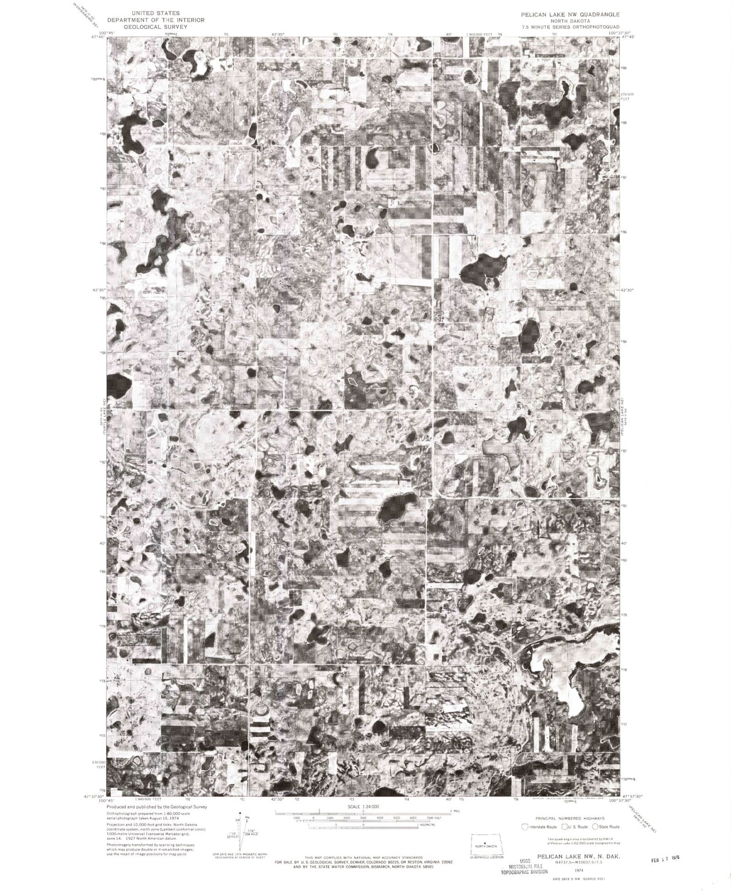 Classic USGS Alkali Lake North Dakota 7.5'x7.5' Topo Map Image