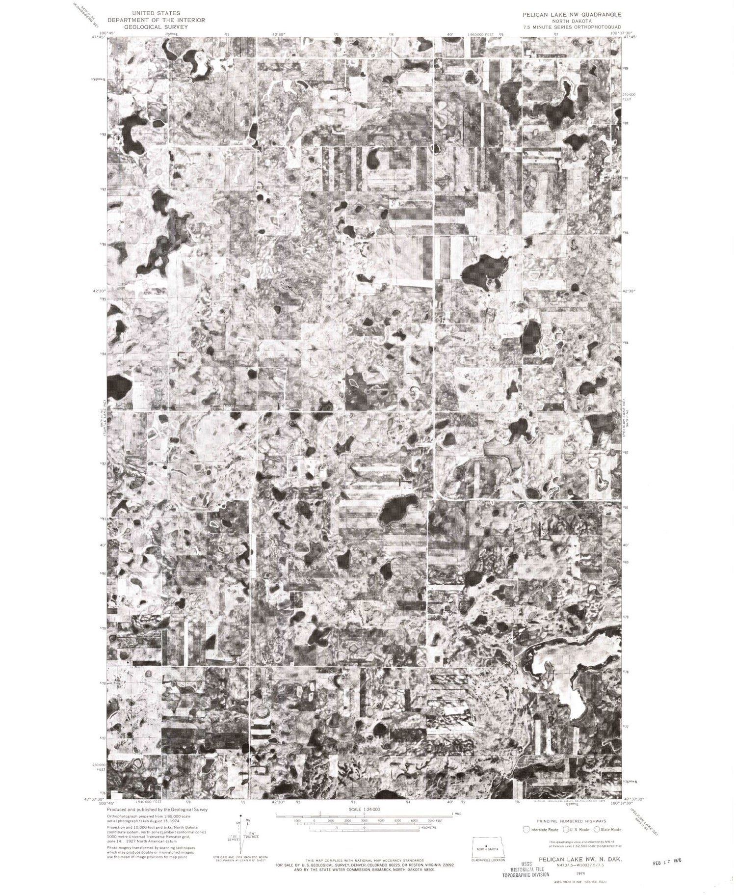 Classic USGS Alkali Lake North Dakota 7.5'x7.5' Topo Map Image