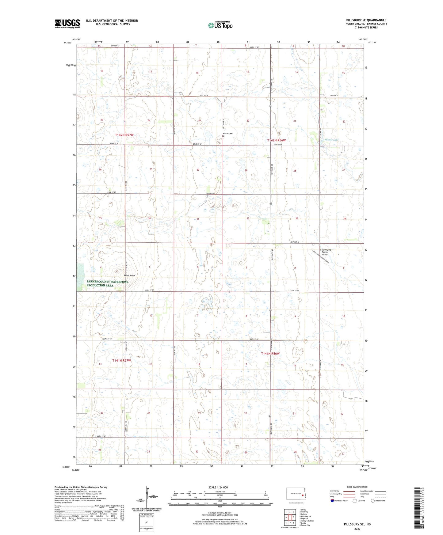 Pillsbury SE North Dakota US Topo Map Image