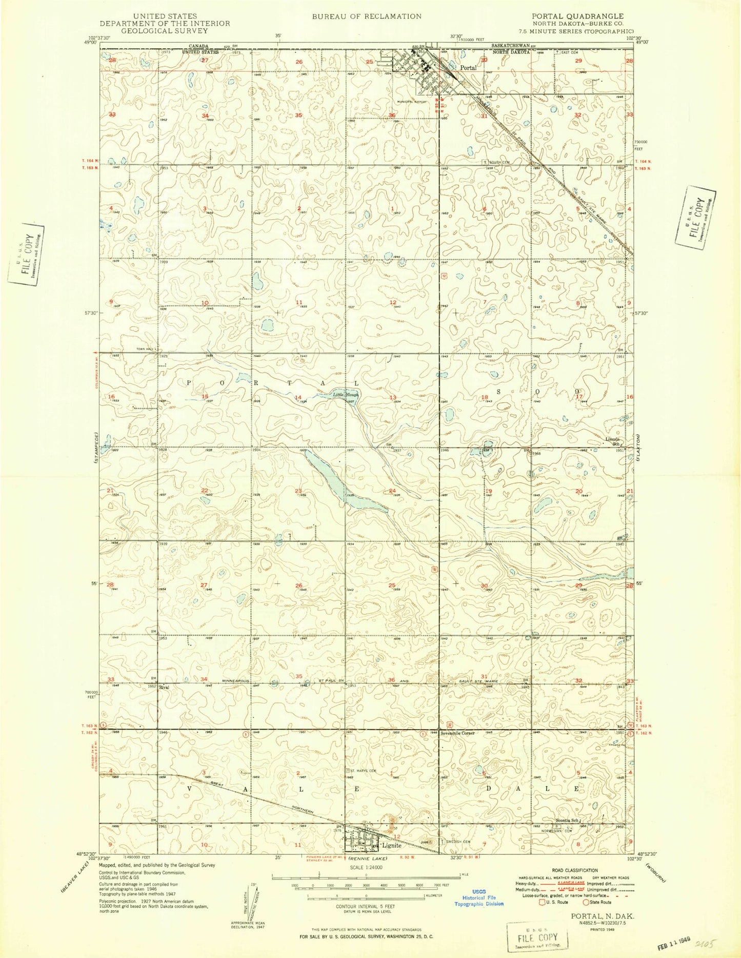 Classic USGS Portal North Dakota 7.5'x7.5' Topo Map Image