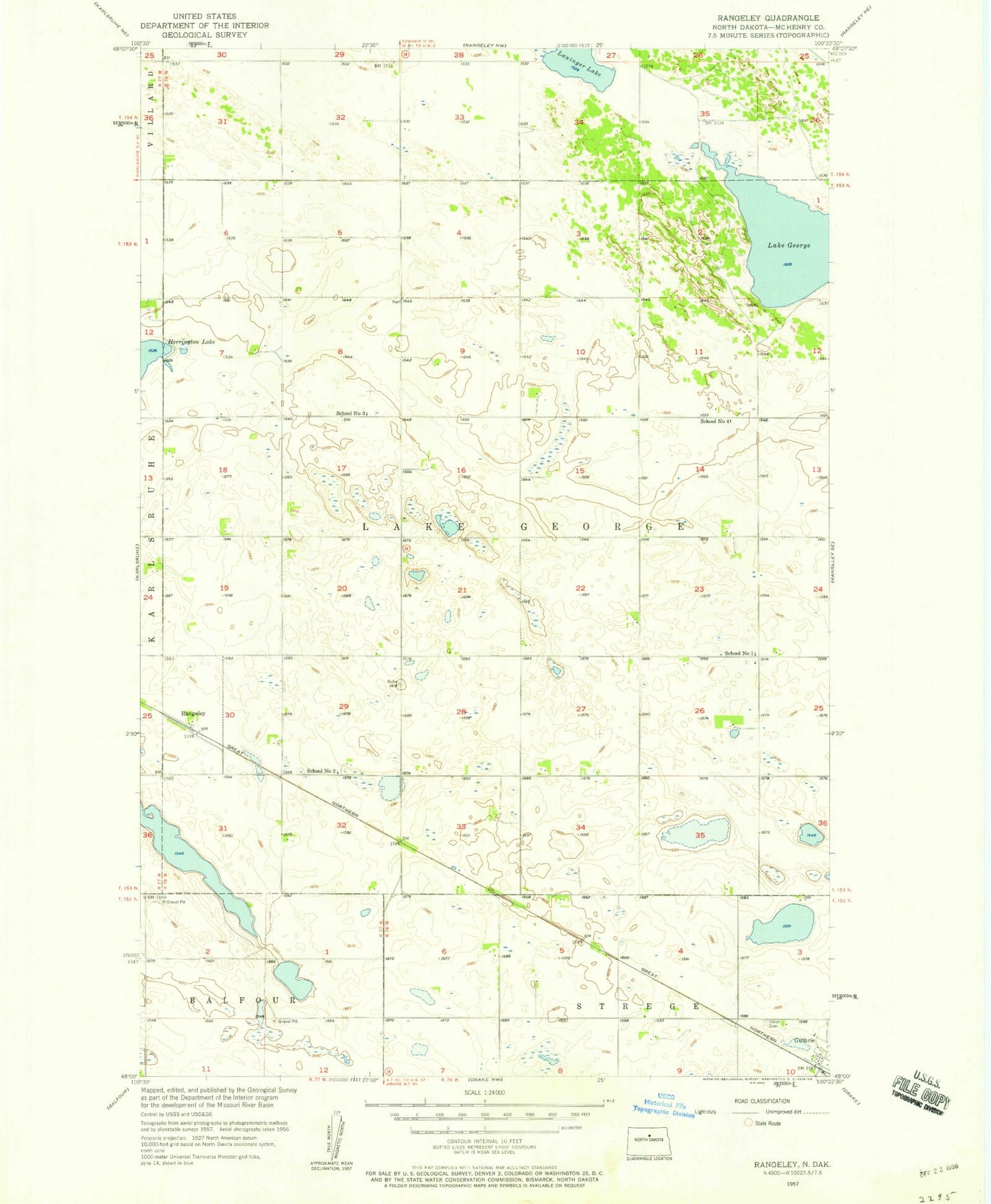 Classic USGS Rangeley North Dakota 7.5'x7.5' Topo Map Image