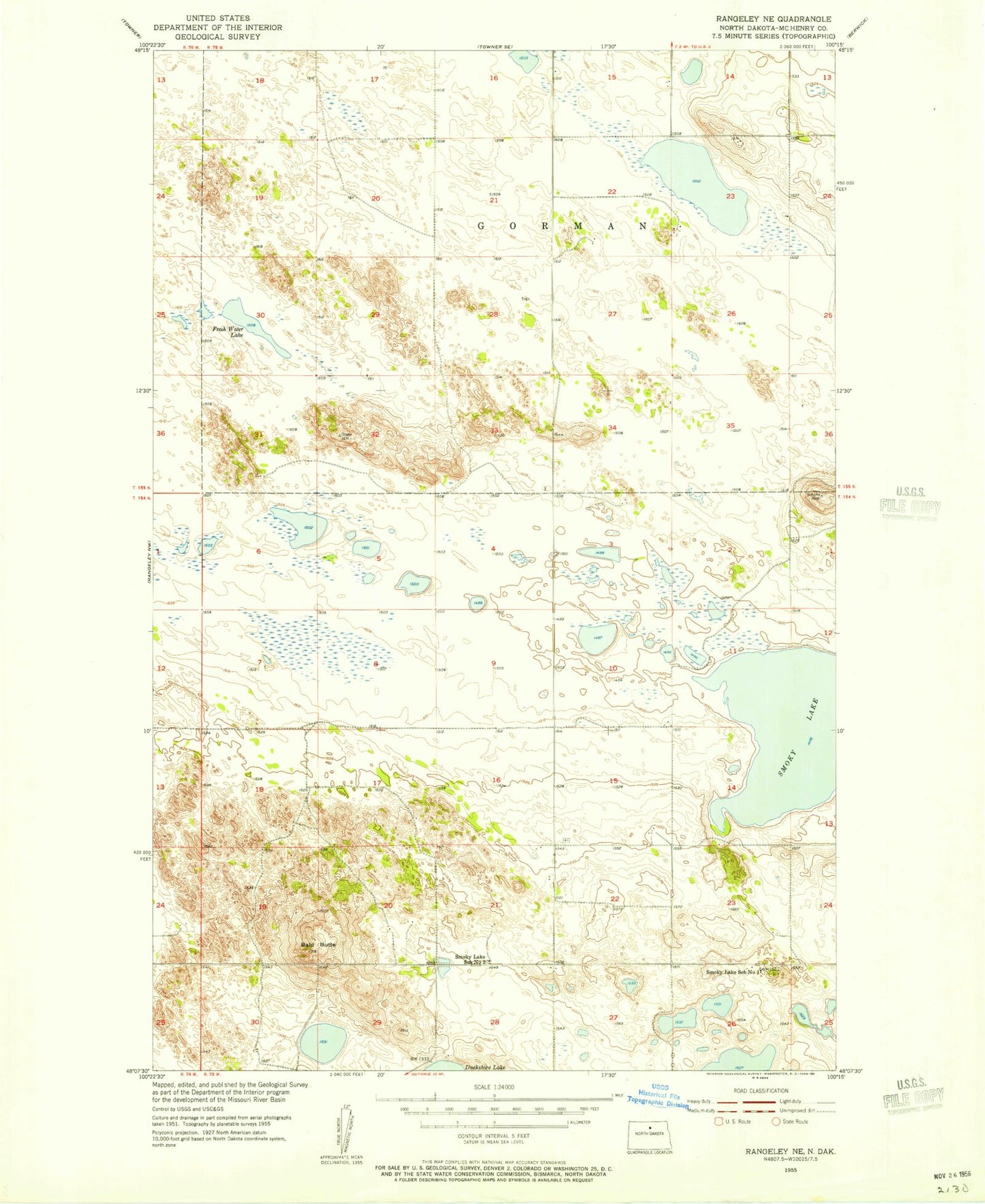 Classic USGS Rangeley NE North Dakota 7.5'x7.5' Topo Map Image
