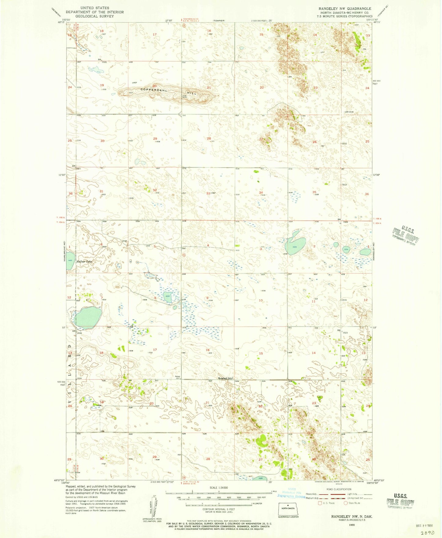 Classic USGS Rangeley NW North Dakota 7.5'x7.5' Topo Map Image