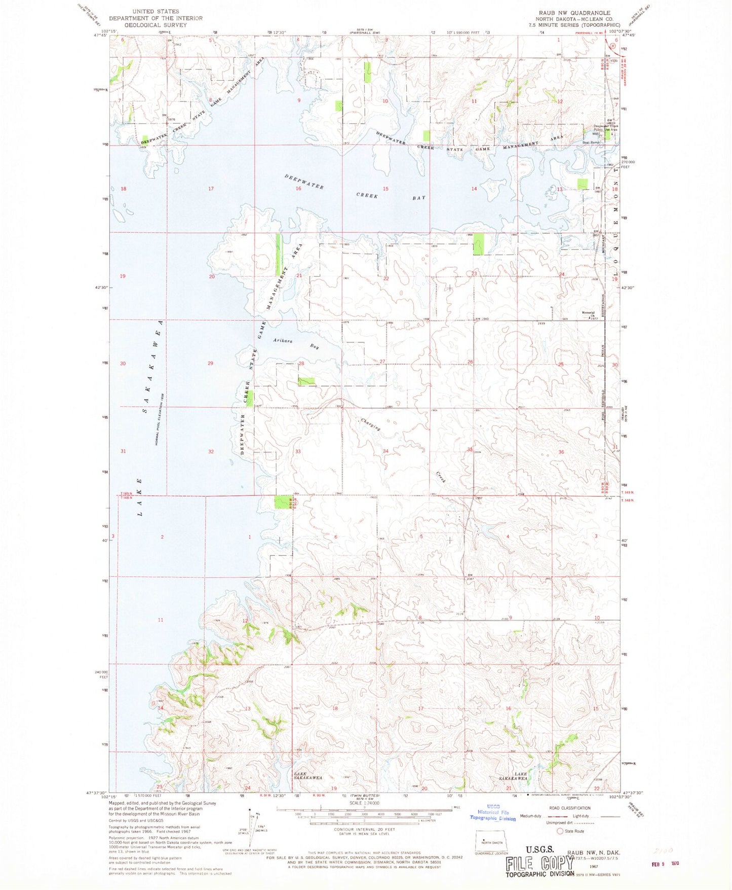 Classic USGS Raub NW North Dakota 7.5'x7.5' Topo Map Image