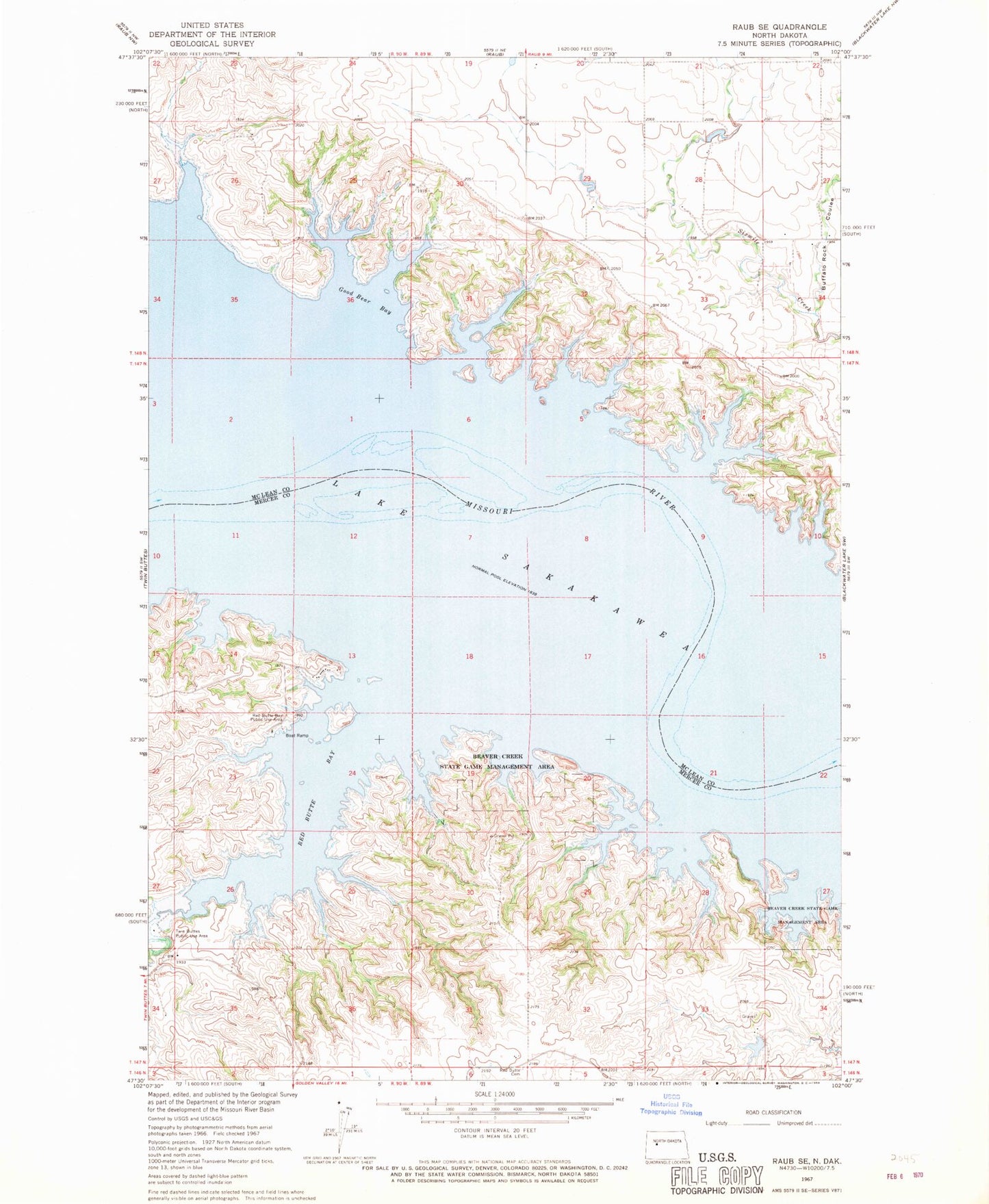 Classic USGS Raub SE North Dakota 7.5'x7.5' Topo Map Image