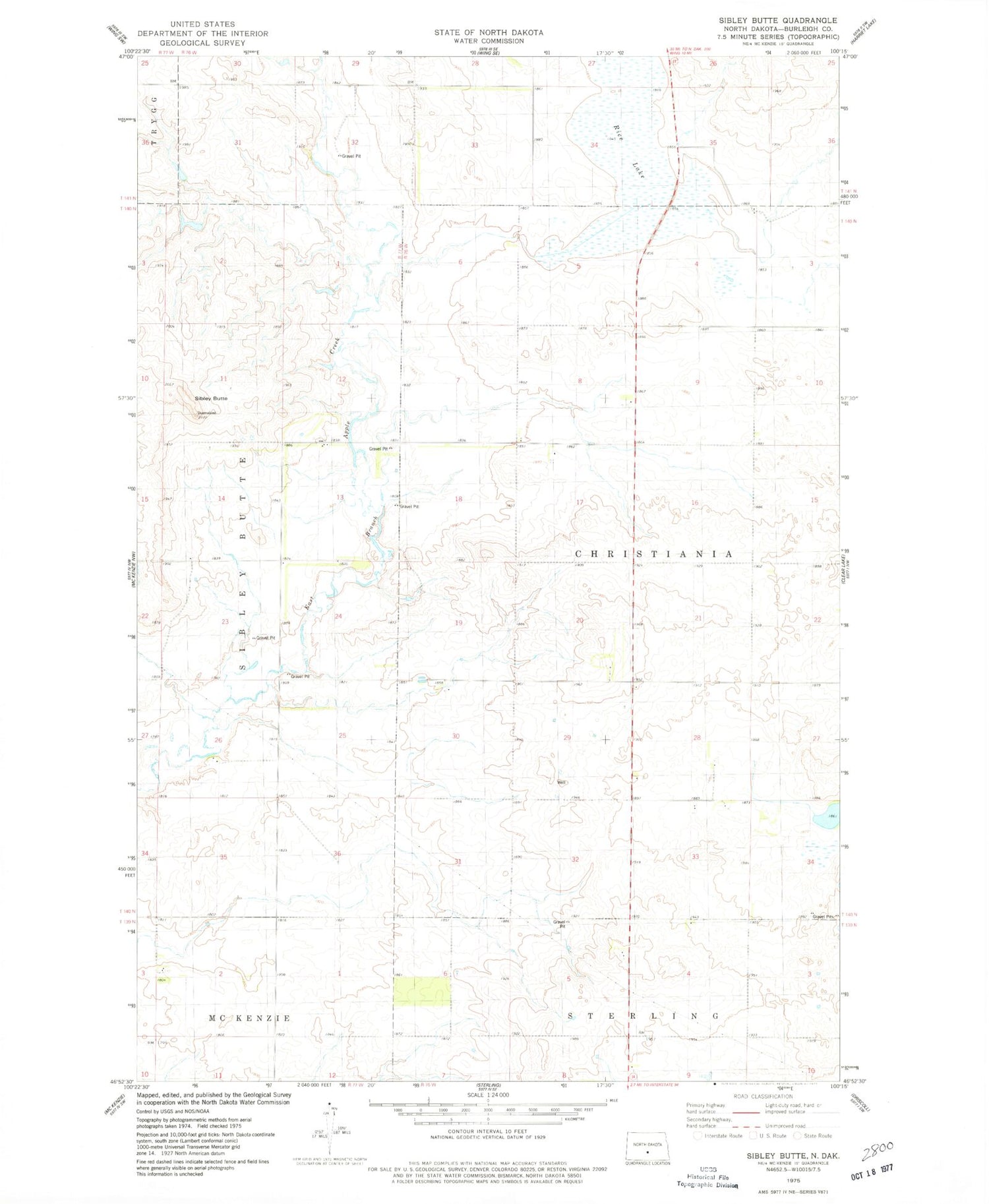 Classic USGS Sibley Butte North Dakota 7.5'x7.5' Topo Map Image