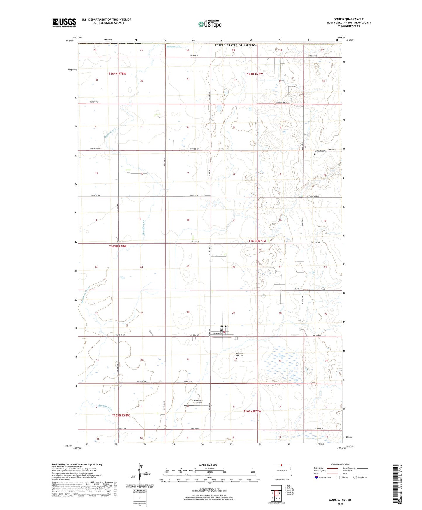 Souris North Dakota US Topo Map Image