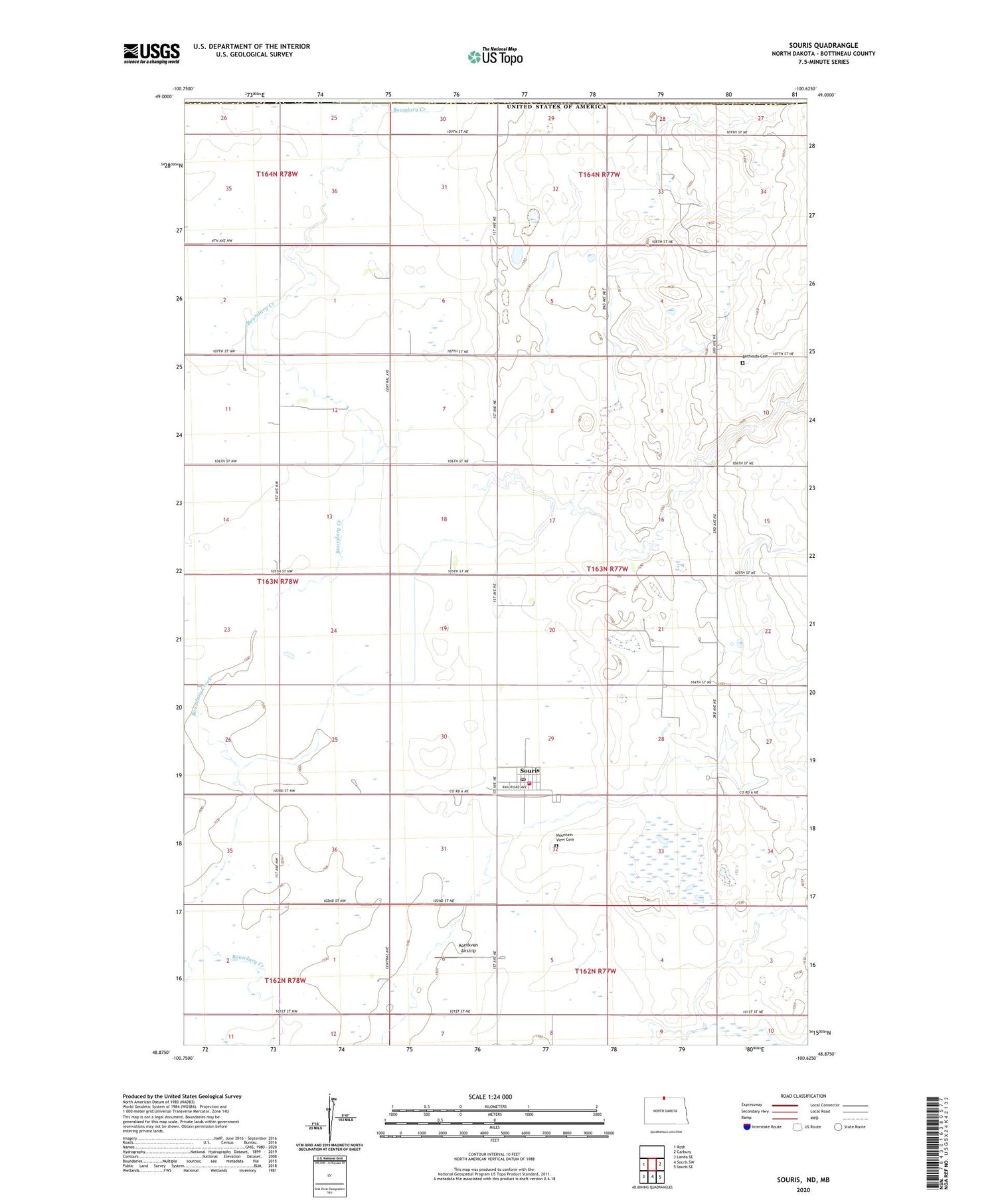 Souris North Dakota US Topo Map Image