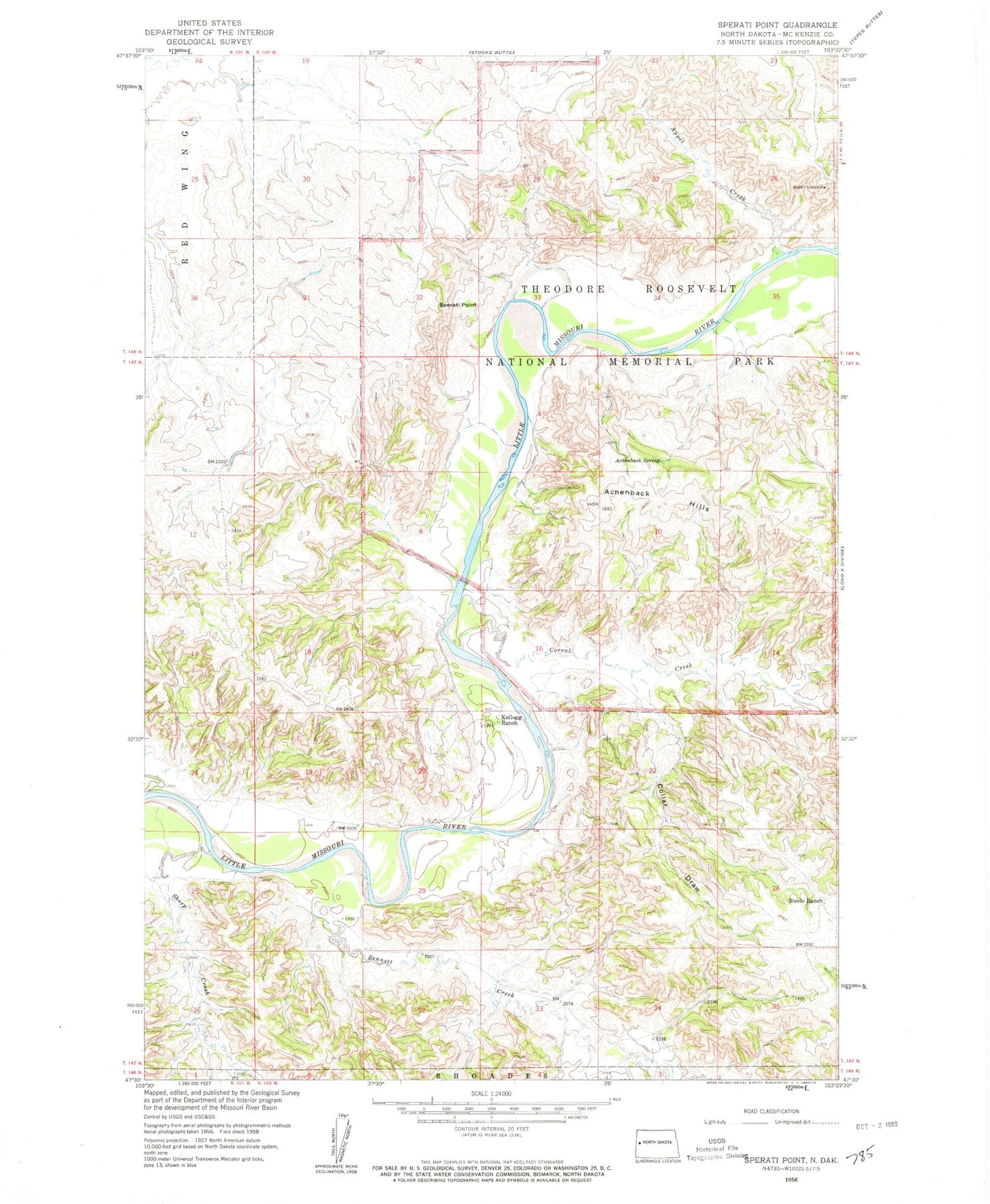 Classic USGS Sperati Point North Dakota 7.5'x7.5' Topo Map Image