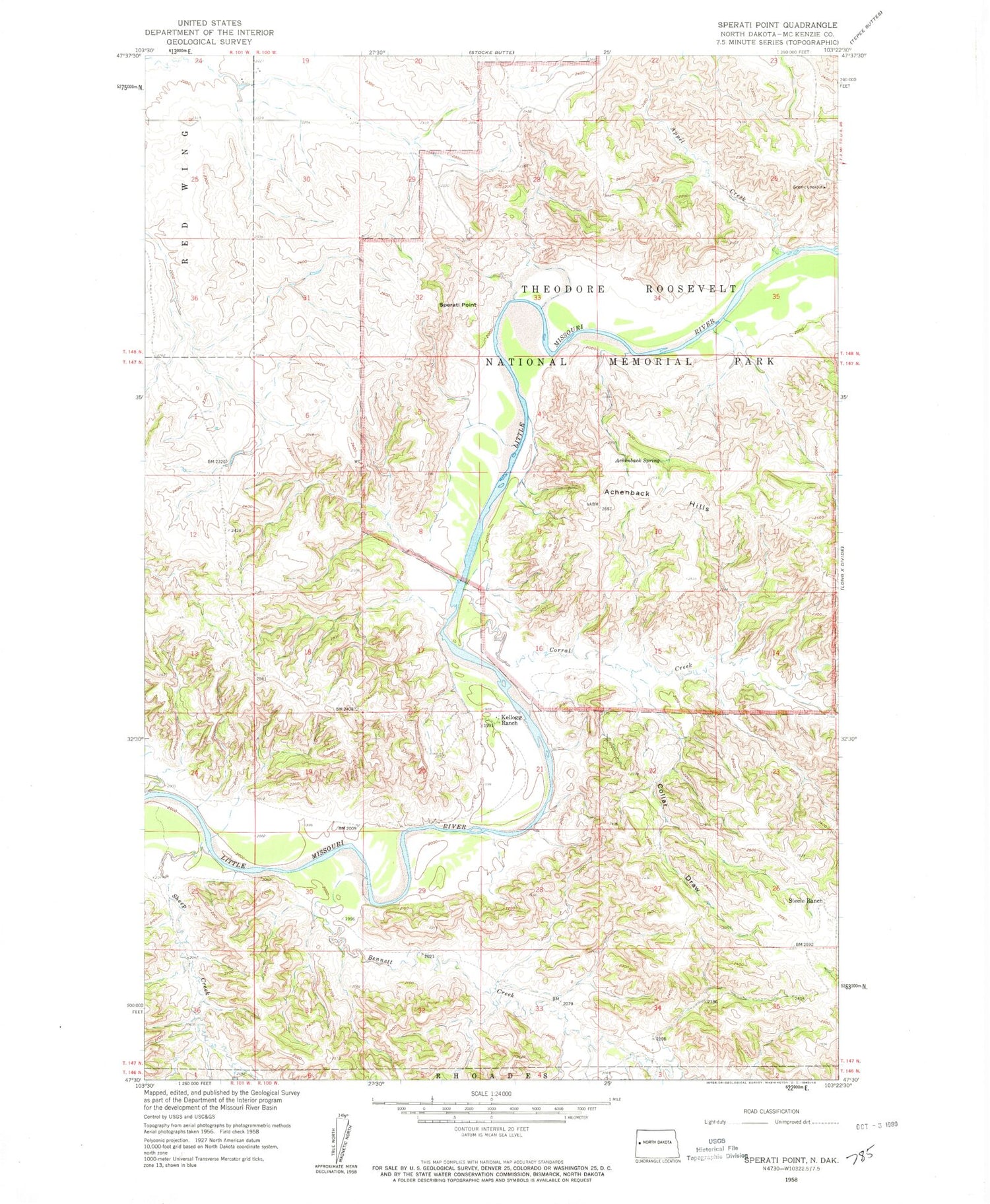 Classic USGS Sperati Point North Dakota 7.5'x7.5' Topo Map Image