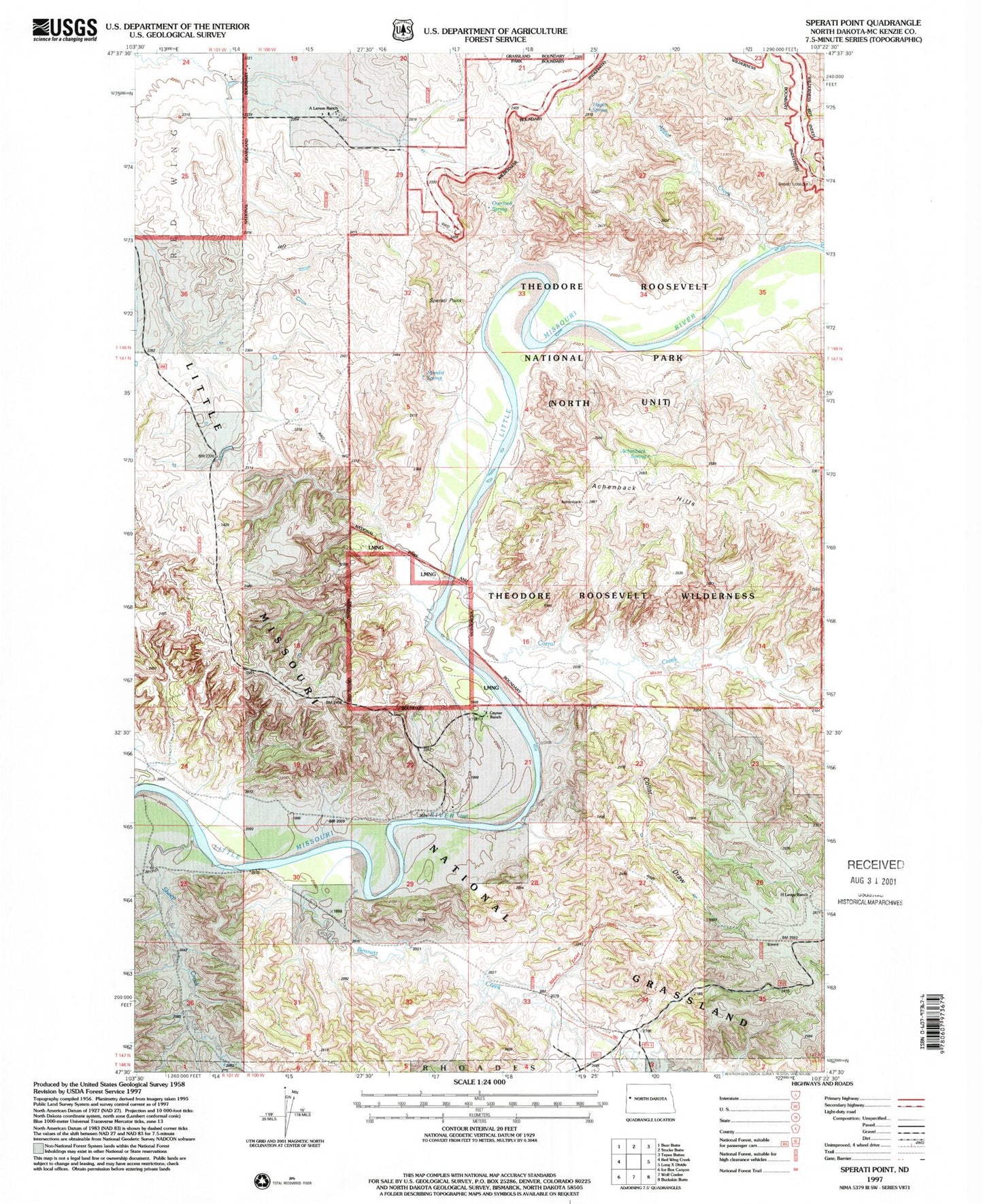 Classic USGS Sperati Point North Dakota 7.5'x7.5' Topo Map Image