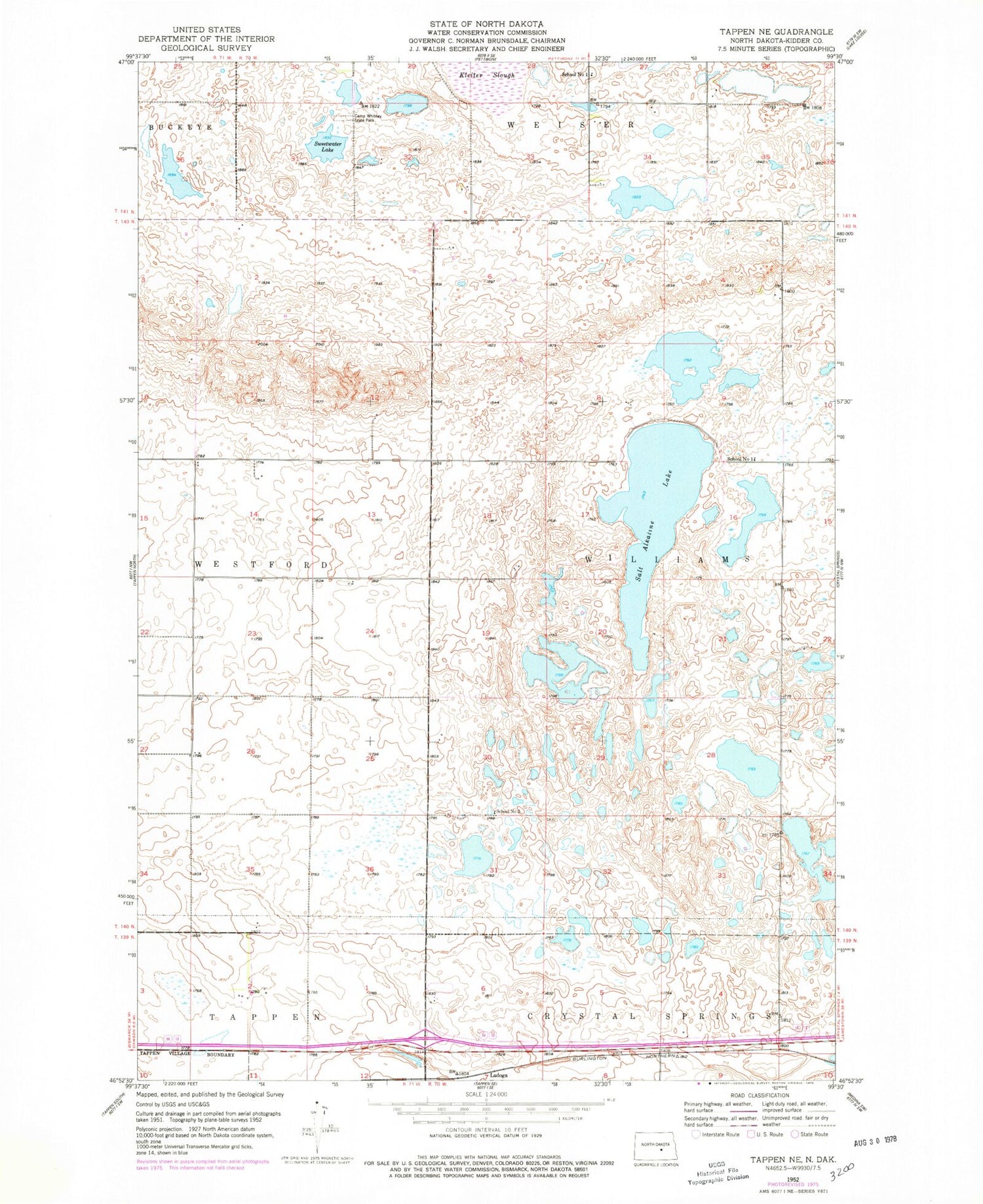 Classic USGS Tappen NE North Dakota 7.5'x7.5' Topo Map Image