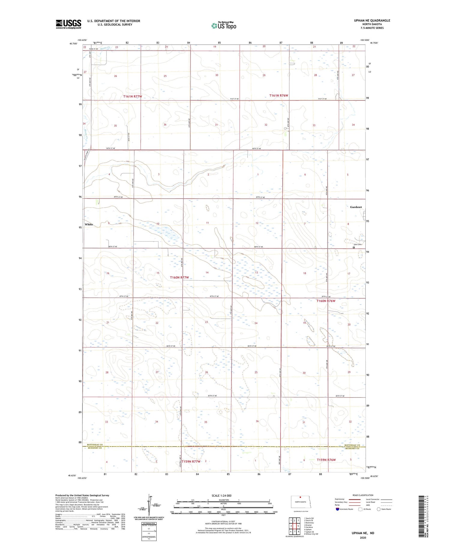 Upham NE North Dakota US Topo Map Image