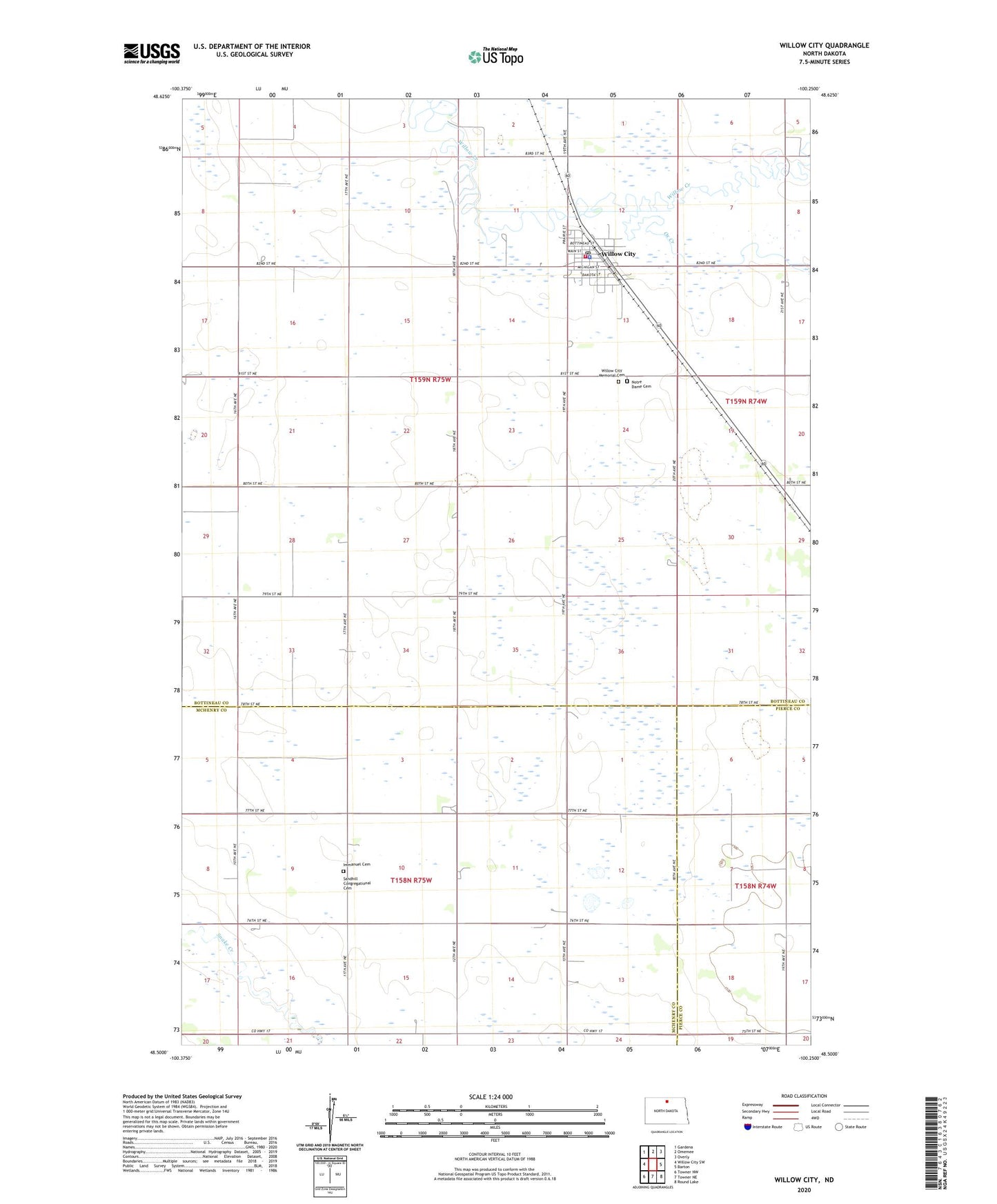 Willow City North Dakota US Topo Map Image