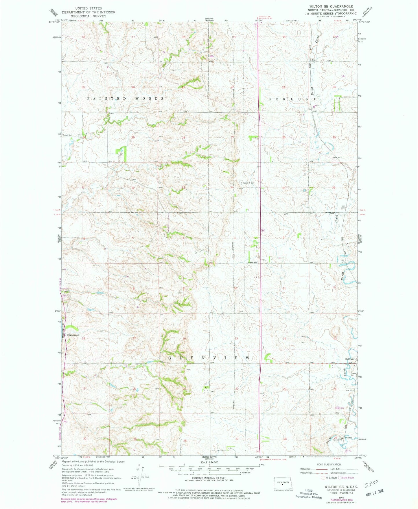 Classic USGS Wilton SE North Dakota 7.5'x7.5' Topo Map Image