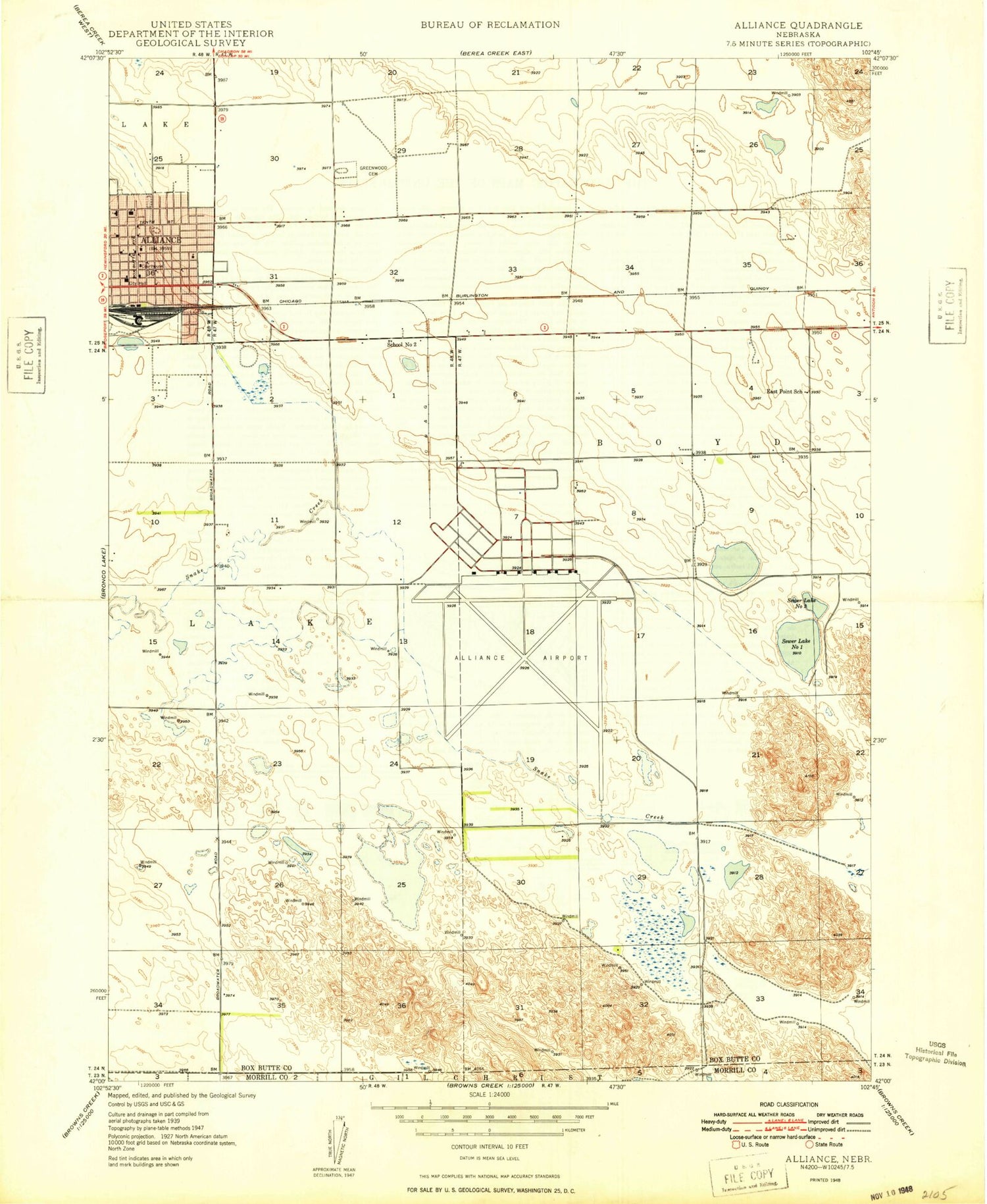 Classic USGS Alliance East Nebraska 7.5'x7.5' Topo Map Image