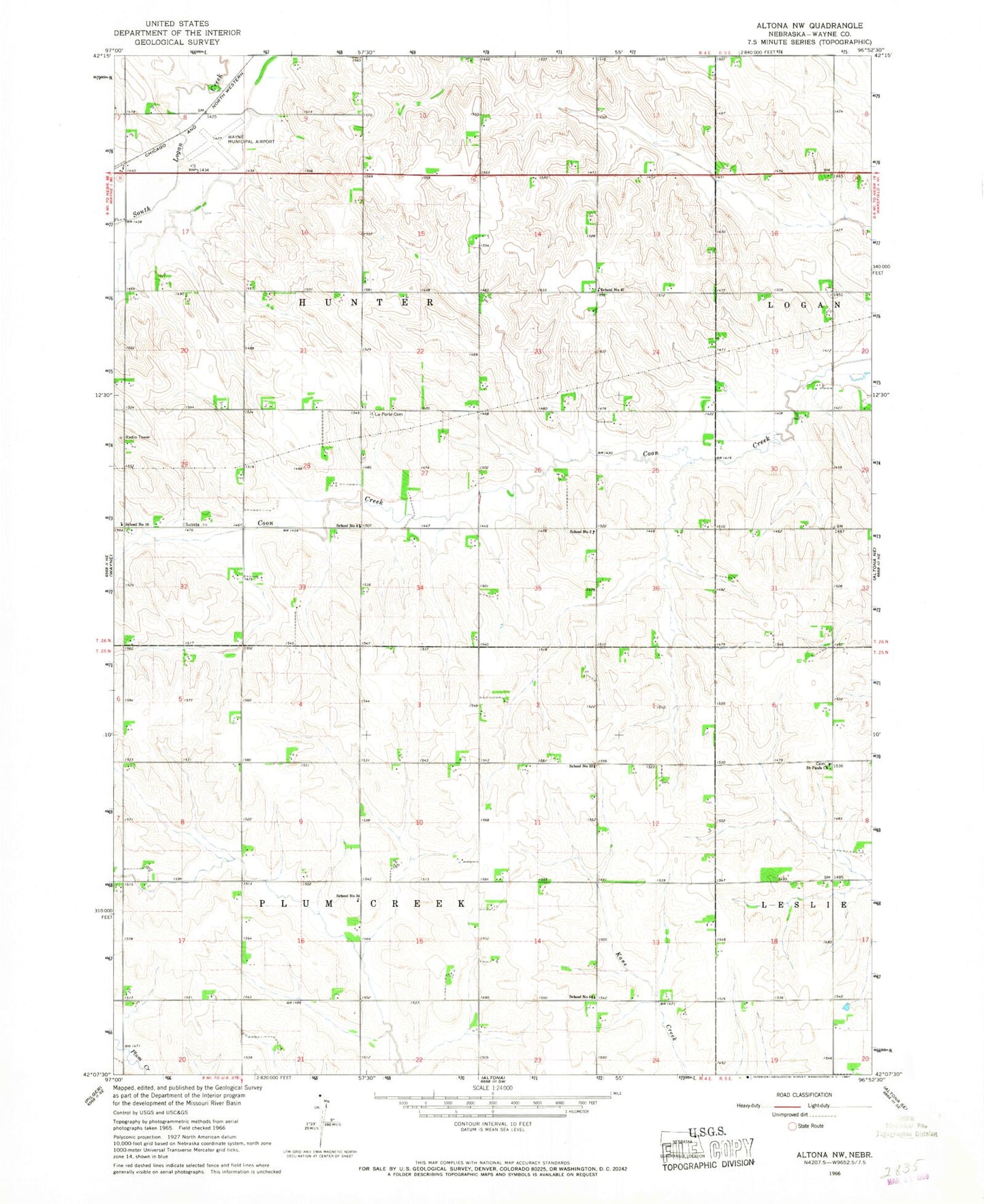 Classic USGS Altona NW Nebraska 7.5'x7.5' Topo Map Image