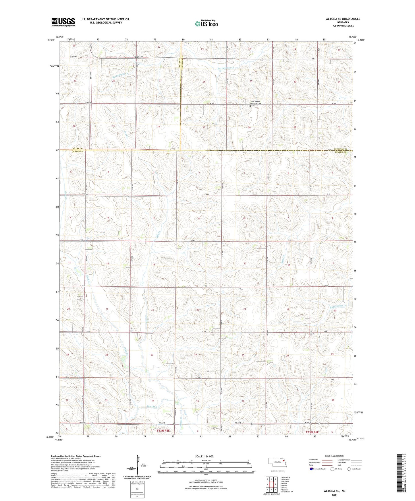 Altona SE Nebraska US Topo Map Image