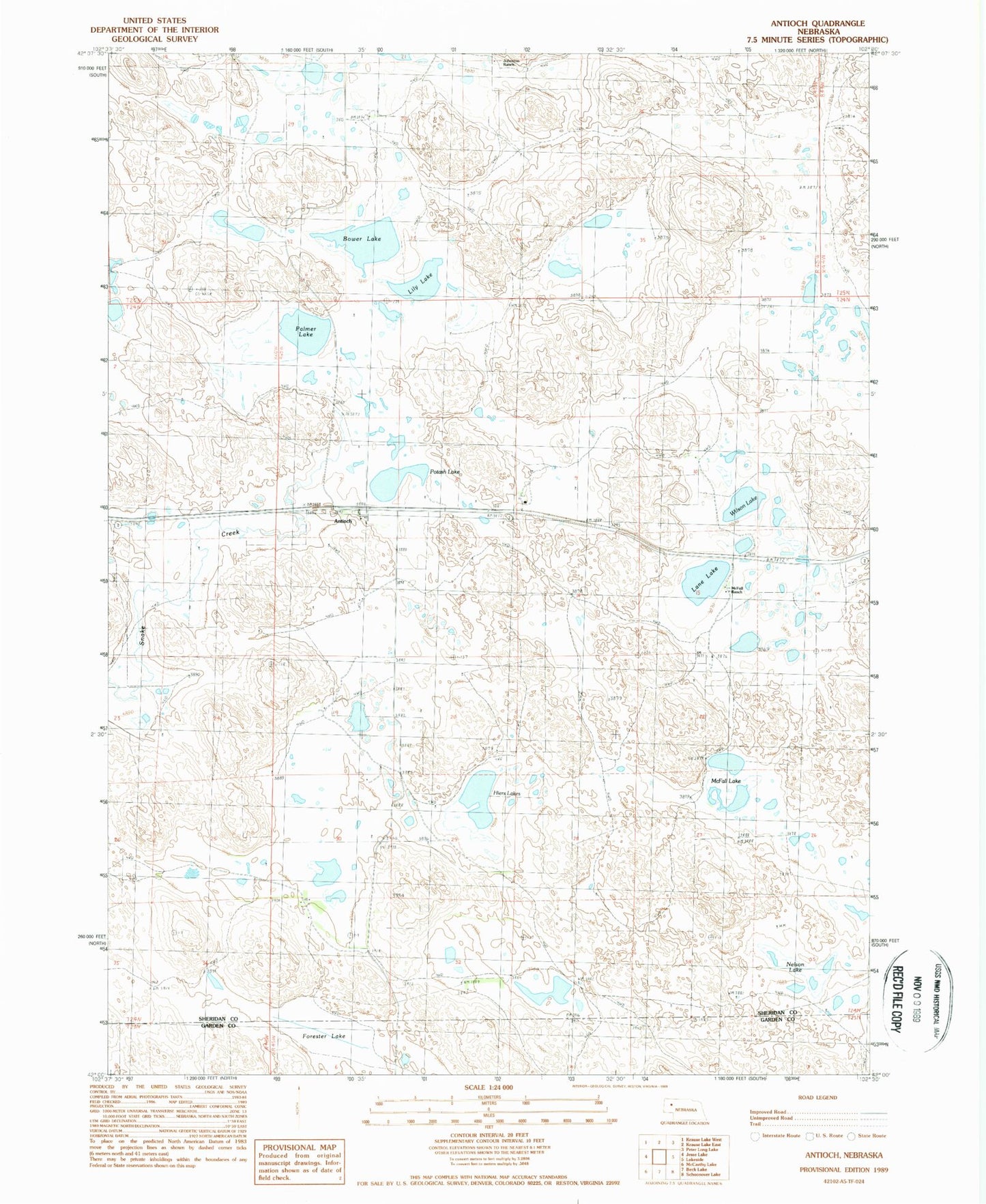 Classic USGS Antioch Nebraska 7.5'x7.5' Topo Map Image
