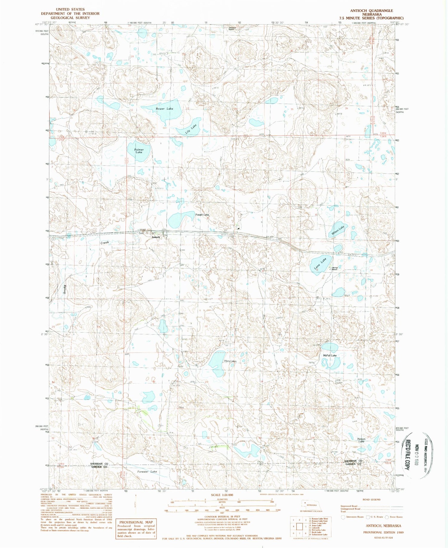 Classic USGS Antioch Nebraska 7.5'x7.5' Topo Map Image