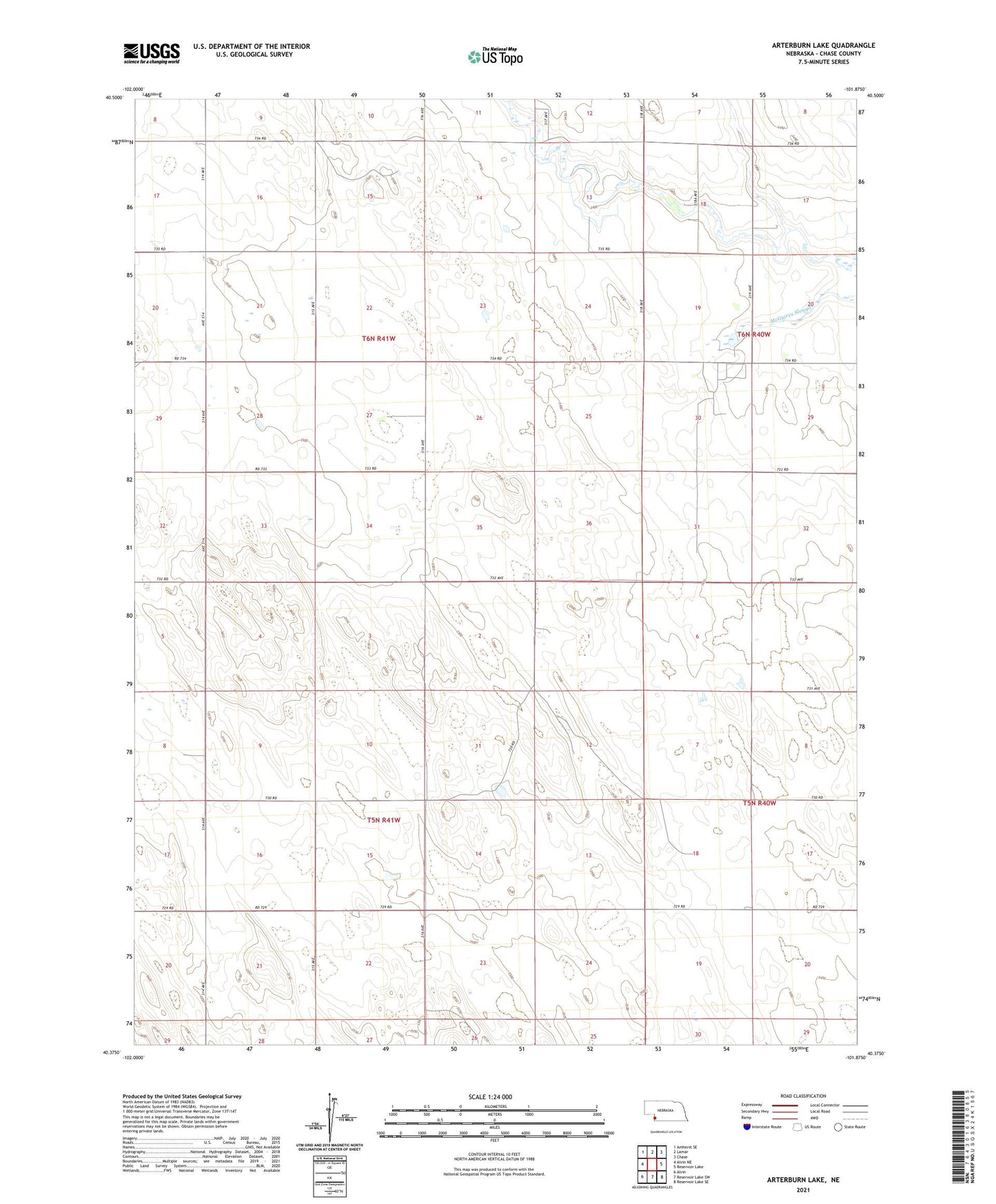 Arterburn Lake Nebraska US Topo Map Image