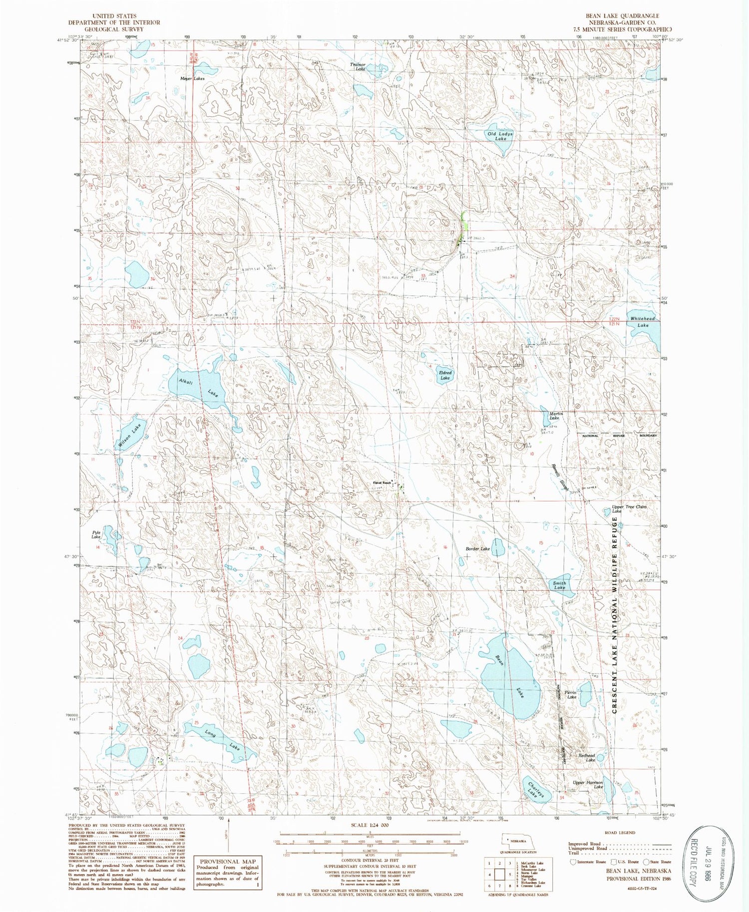 Classic USGS Bean Lake Nebraska 7.5'x7.5' Topo Map Image