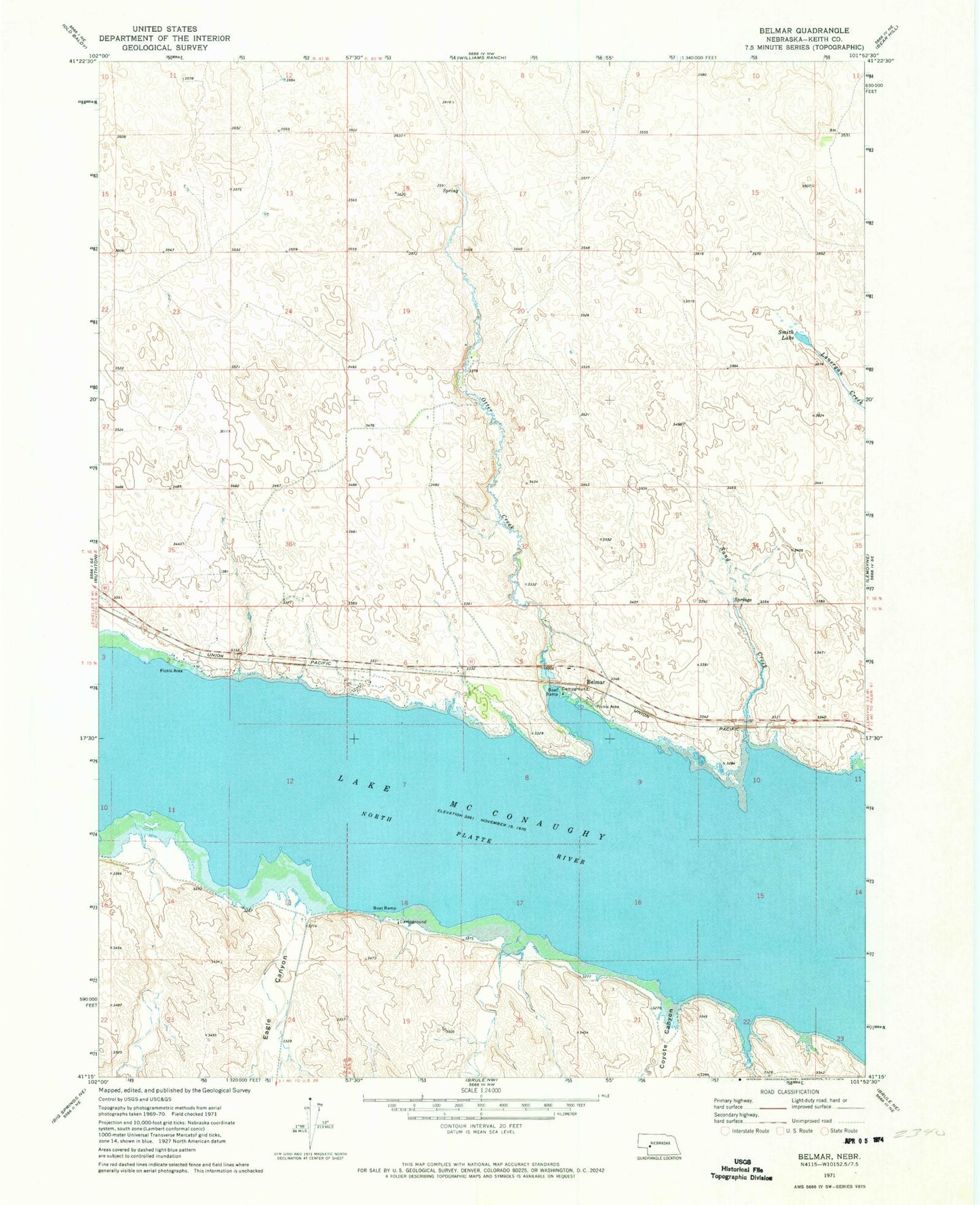 Classic USGS Belmar Nebraska 7.5'x7.5' Topo Map Image