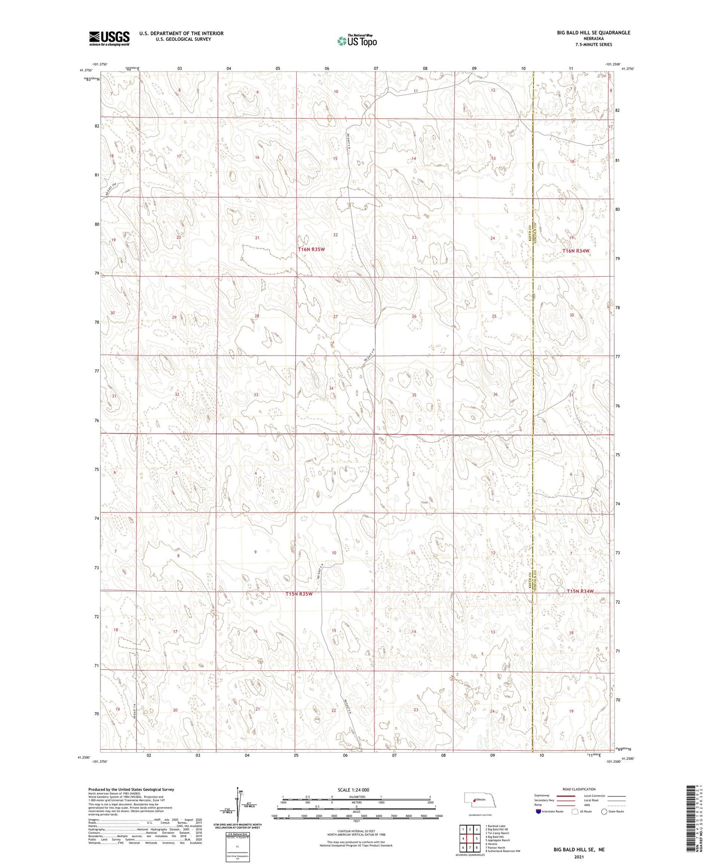 Big Bald Hill SE Nebraska US Topo Map Image