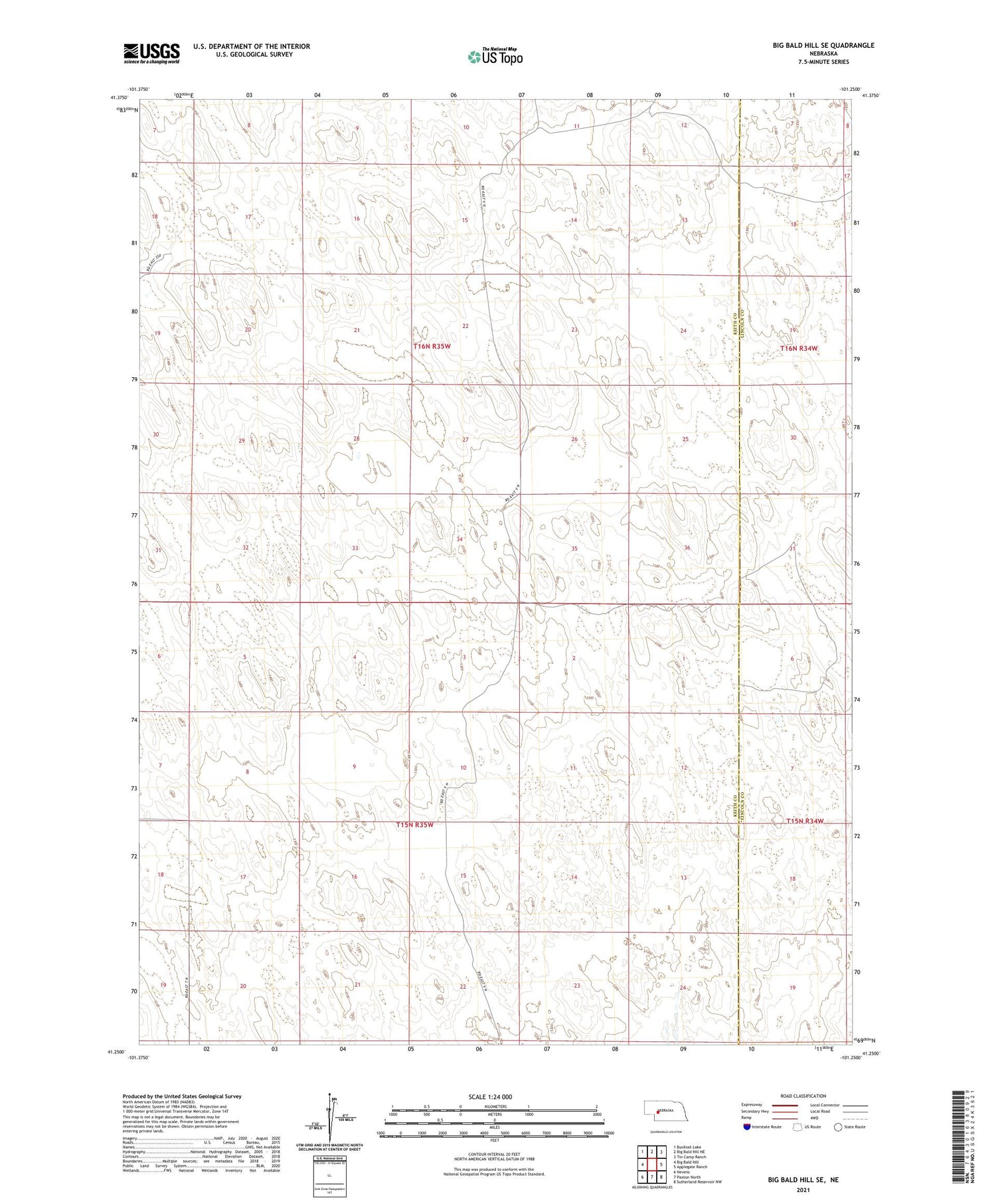 Big Bald Hill SE Nebraska US Topo Map Image
