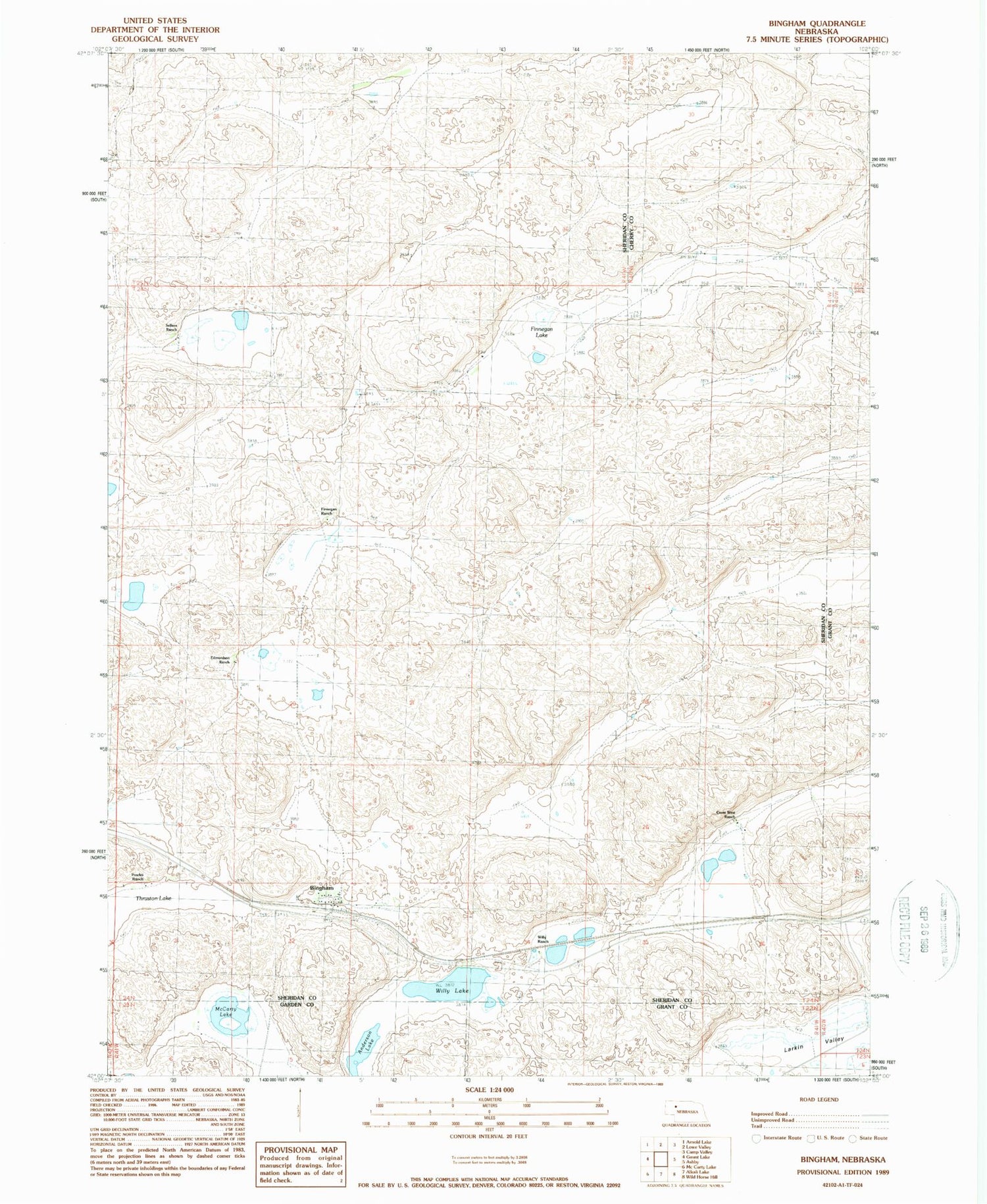 Classic USGS Bingham Nebraska 7.5'x7.5' Topo Map Image